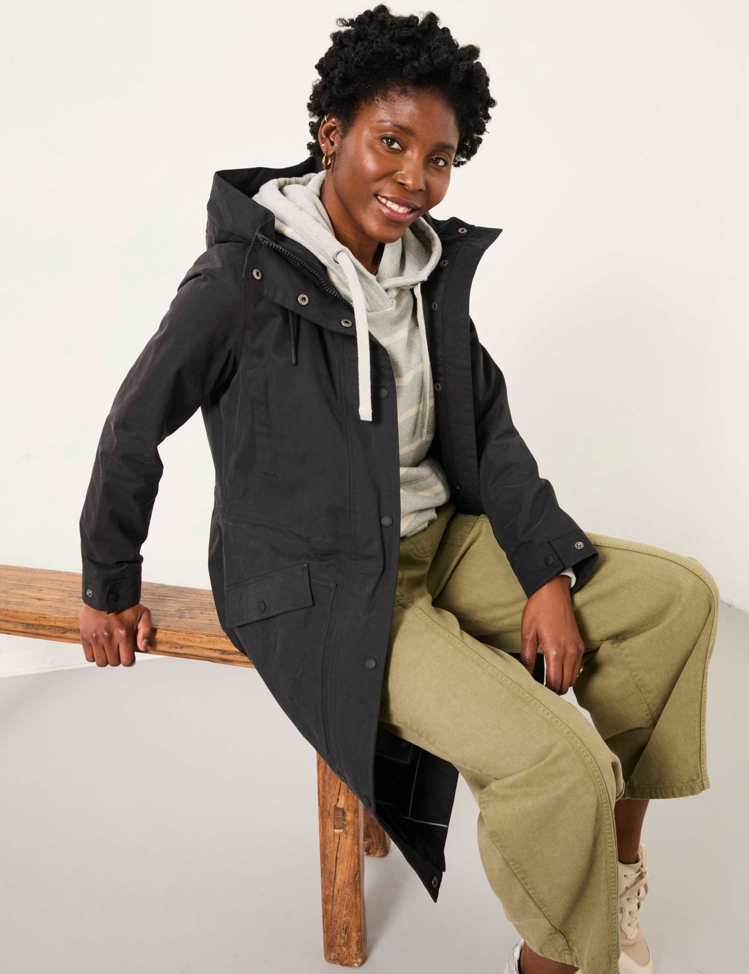 Cotton Blend Hooded Longline Raincoat 3 of 5