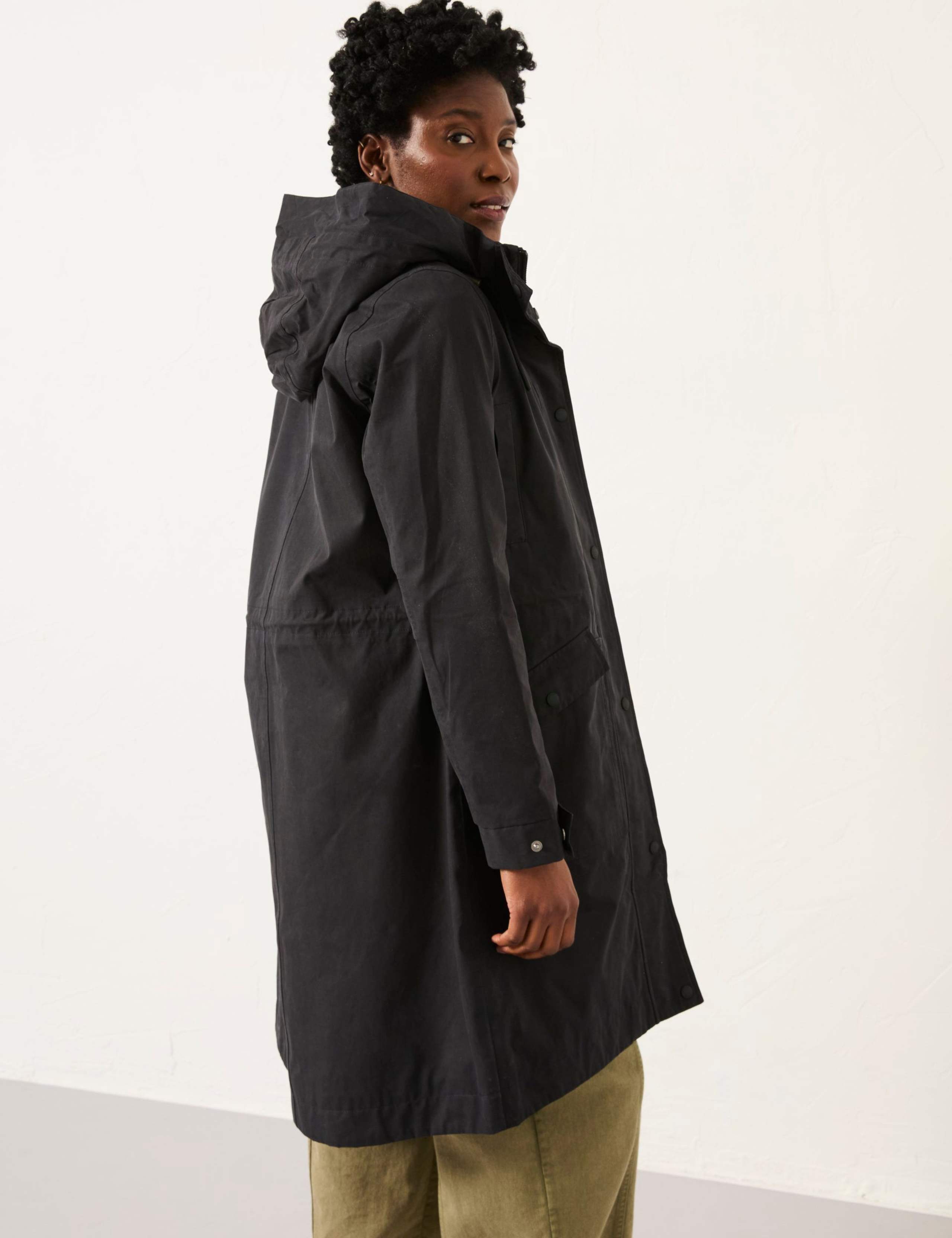 Cotton Blend Hooded Longline Raincoat 4 of 5