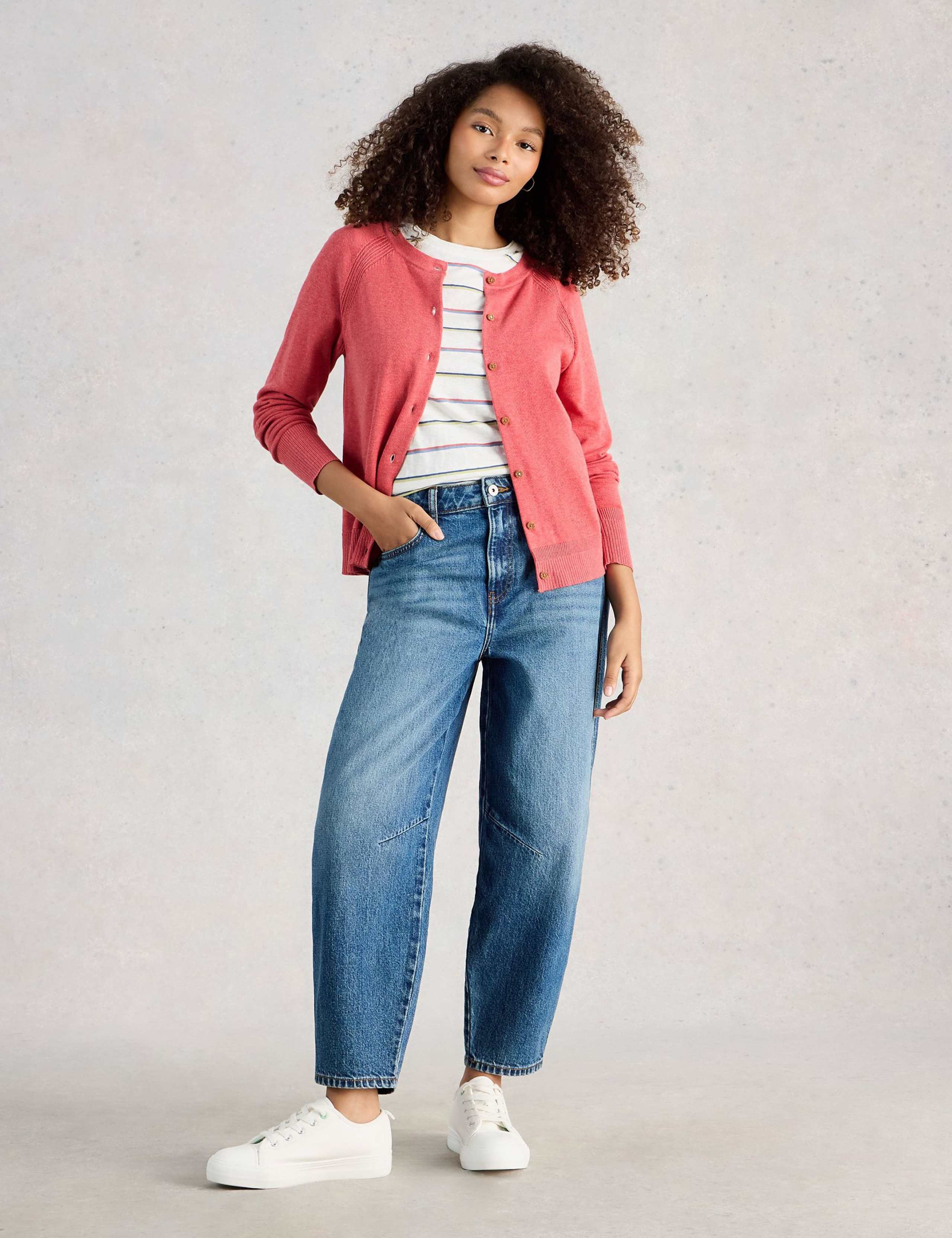 Pure Cotton Crew Neck Cardigan 1 of 6