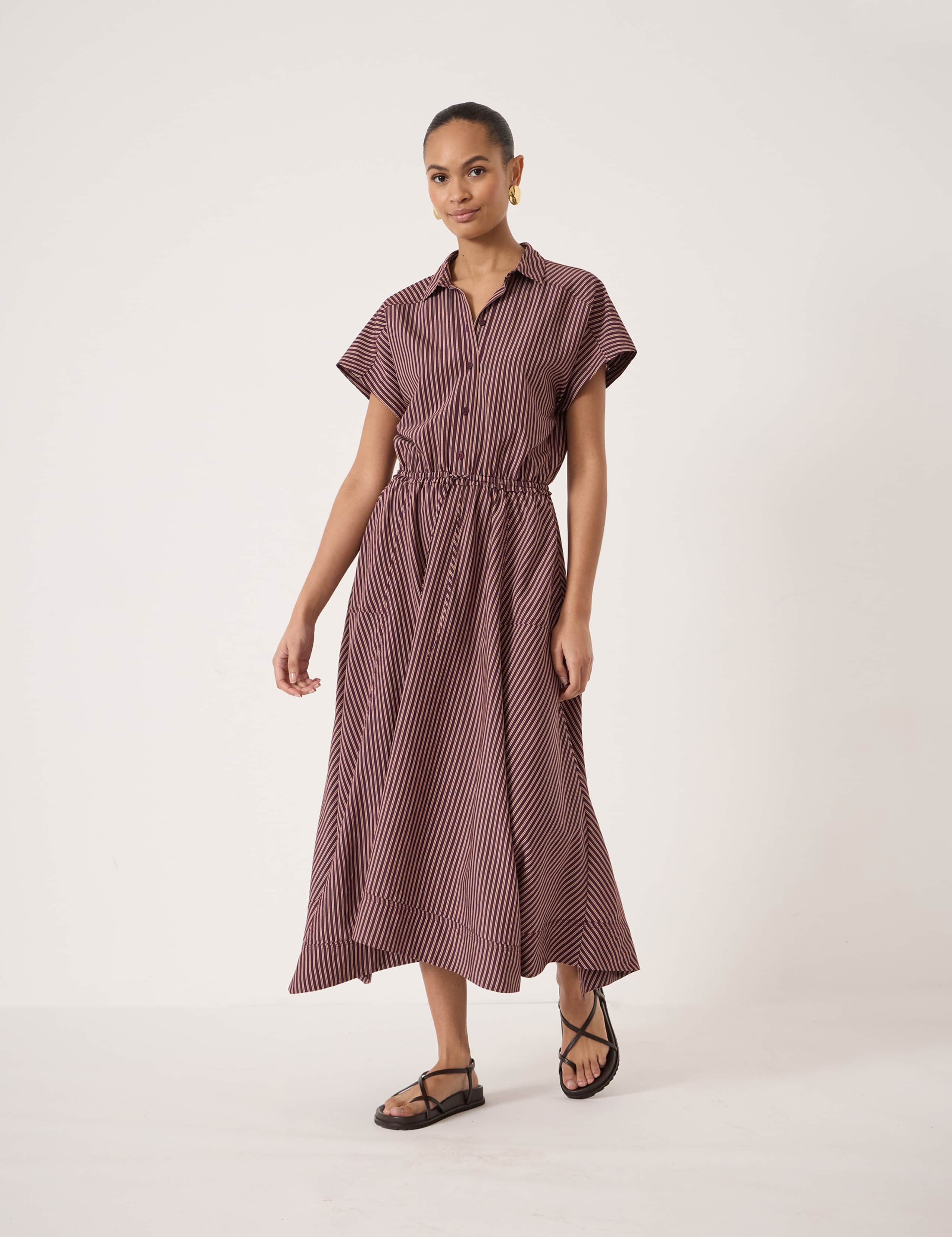 Striped Midi Waisted Dress 1 of 5