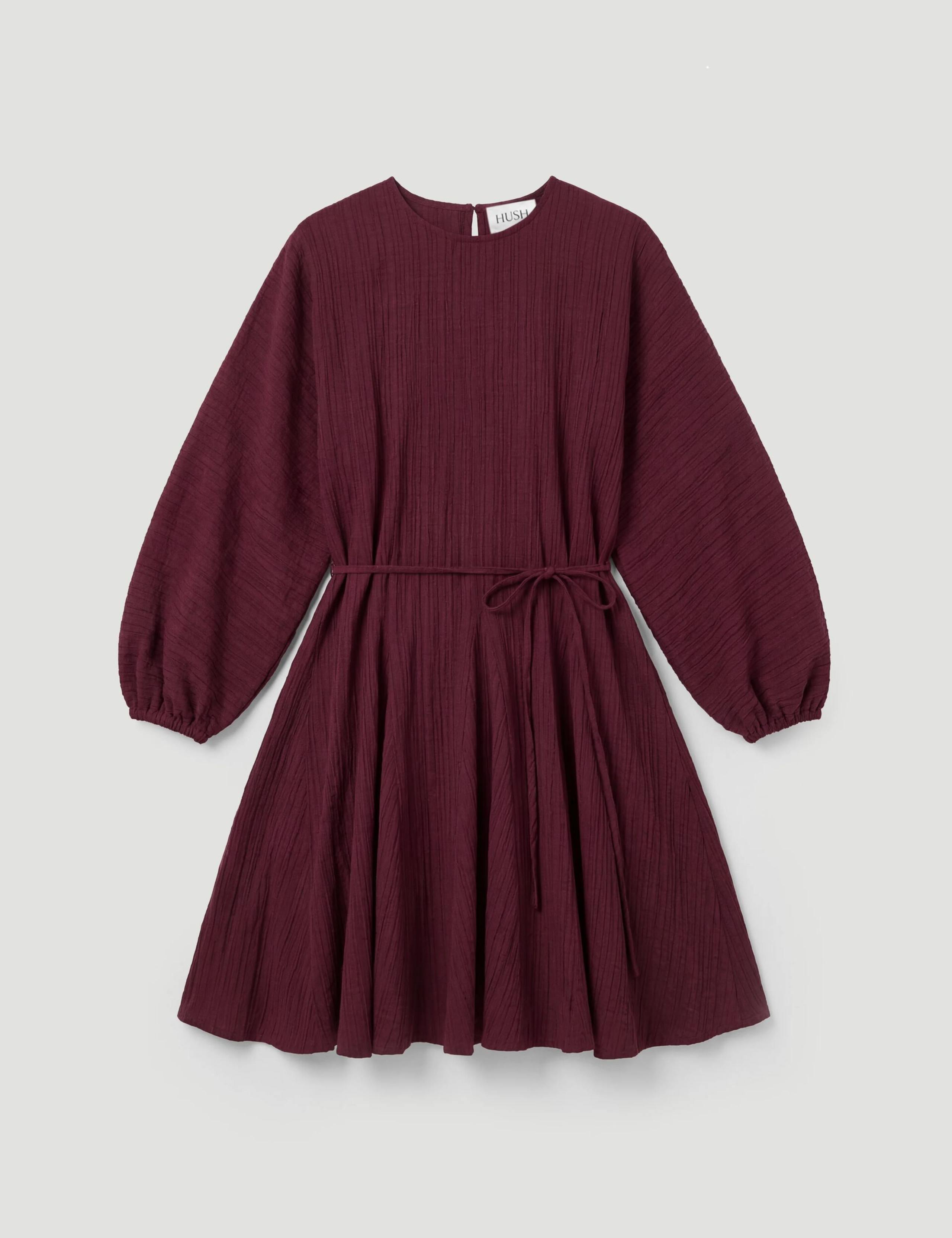 Textured Round Neck Mini Waisted Dress 2 of 6