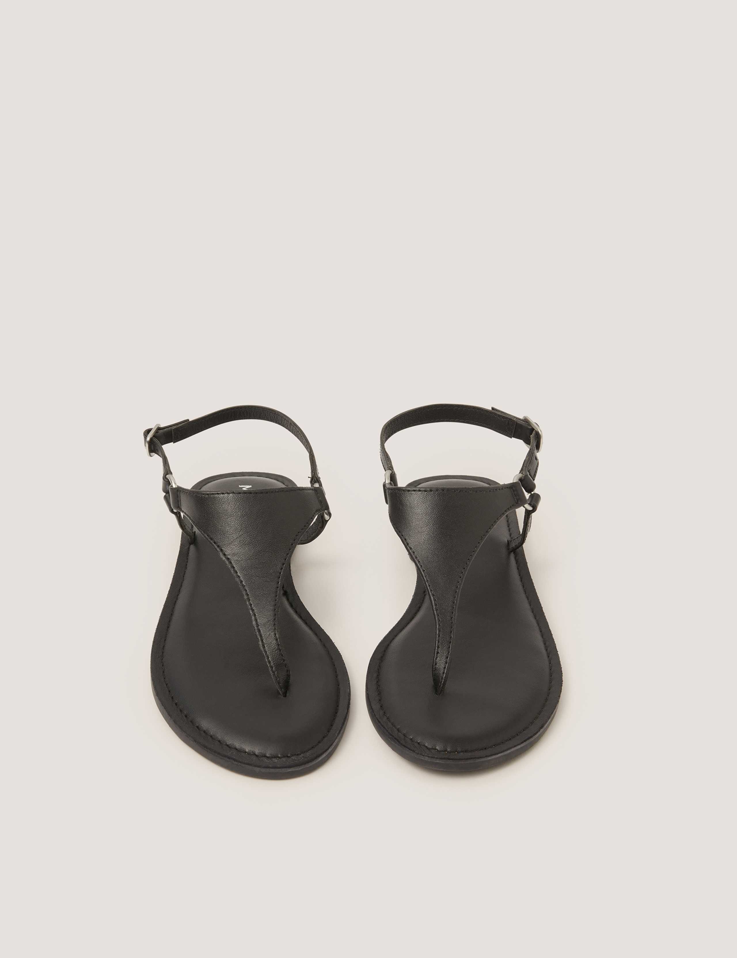 Leather Ankle Strap Flat Sandals 1 of 3
