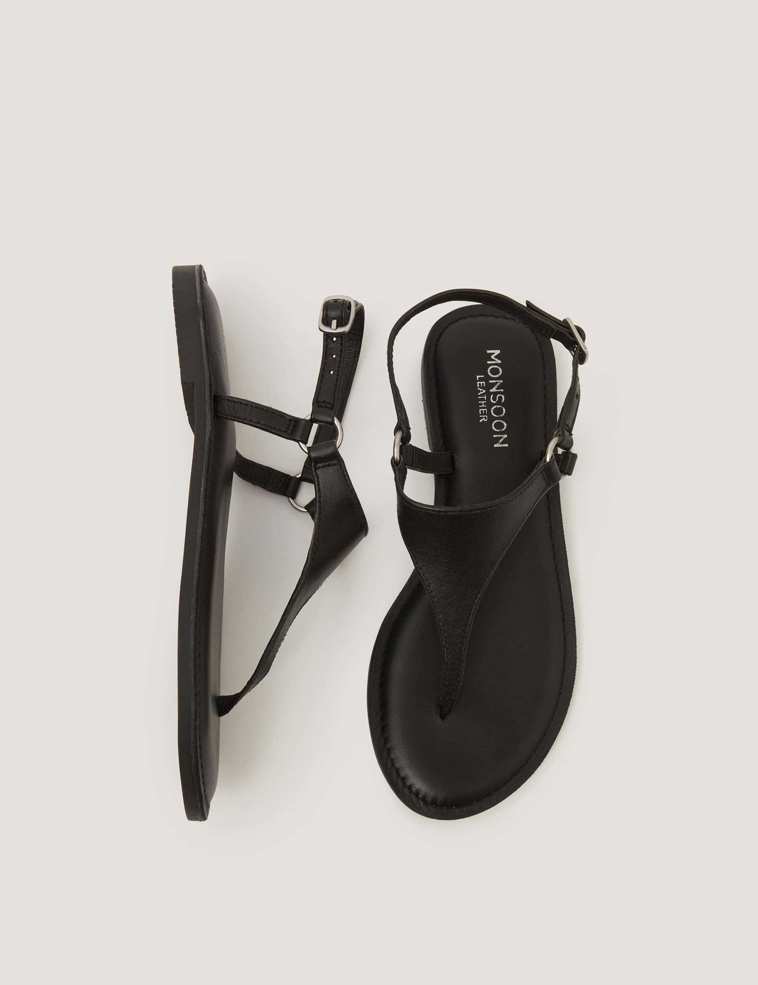 Leather Ankle Strap Flat Sandals 2 of 3