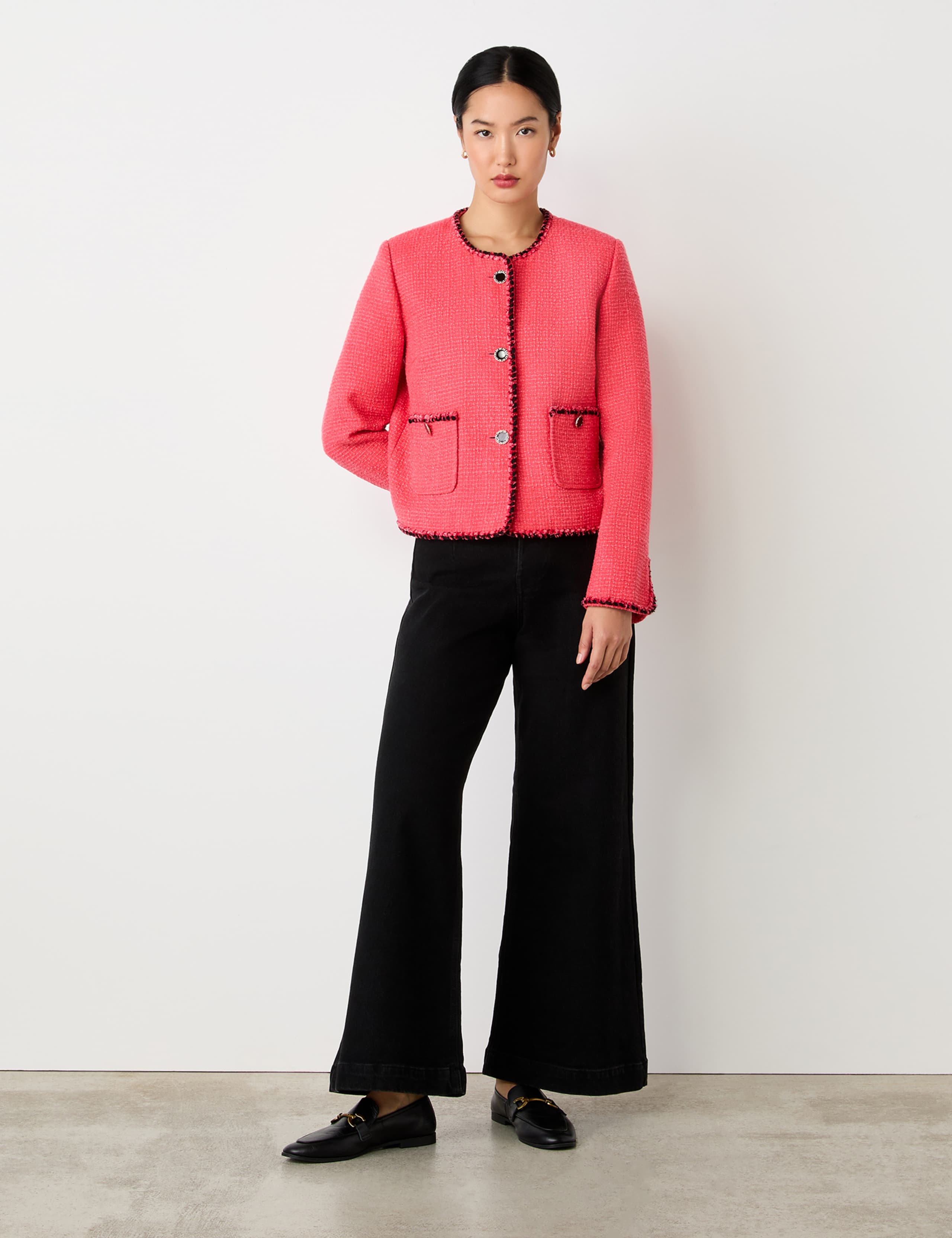 Tweed Collarless Short Jacket 3 of 5