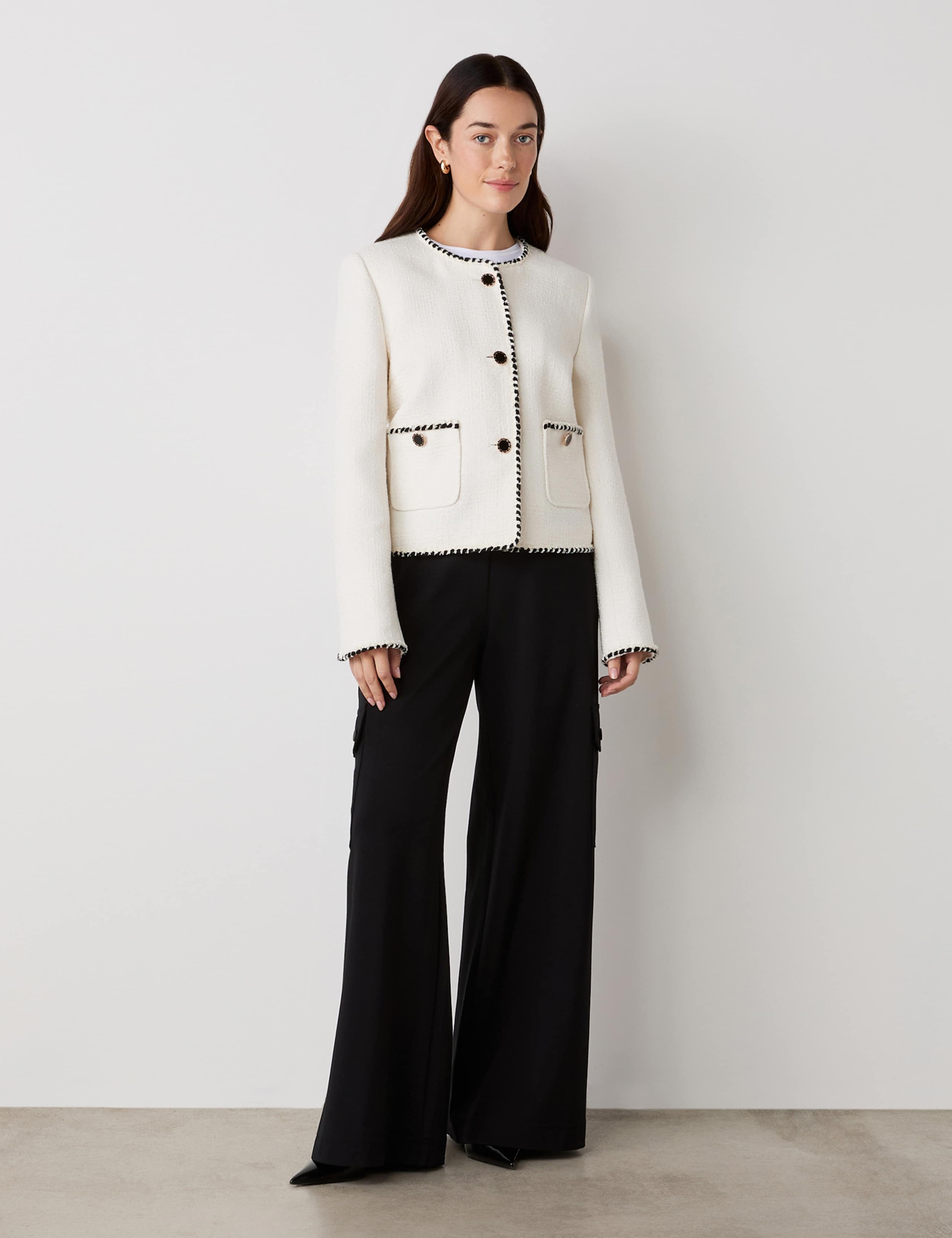 Tweed Collarless Short Jacket 2 of 4