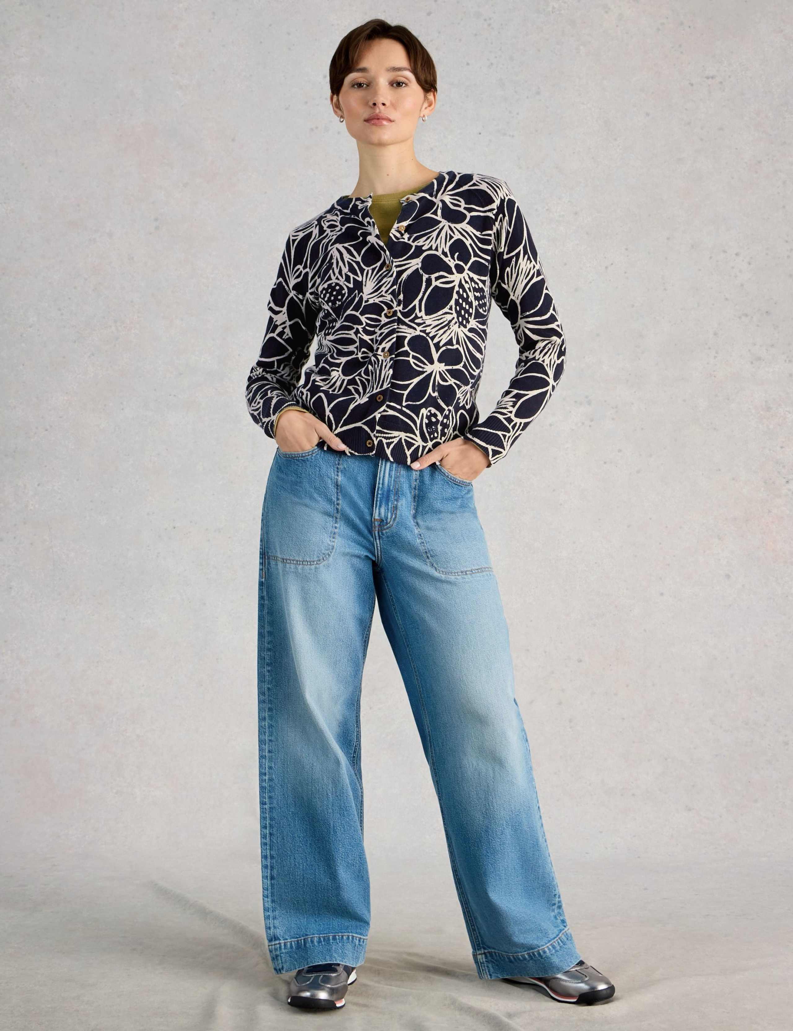 Pure Cotton Printed Button Front Cardigan 1 of 6