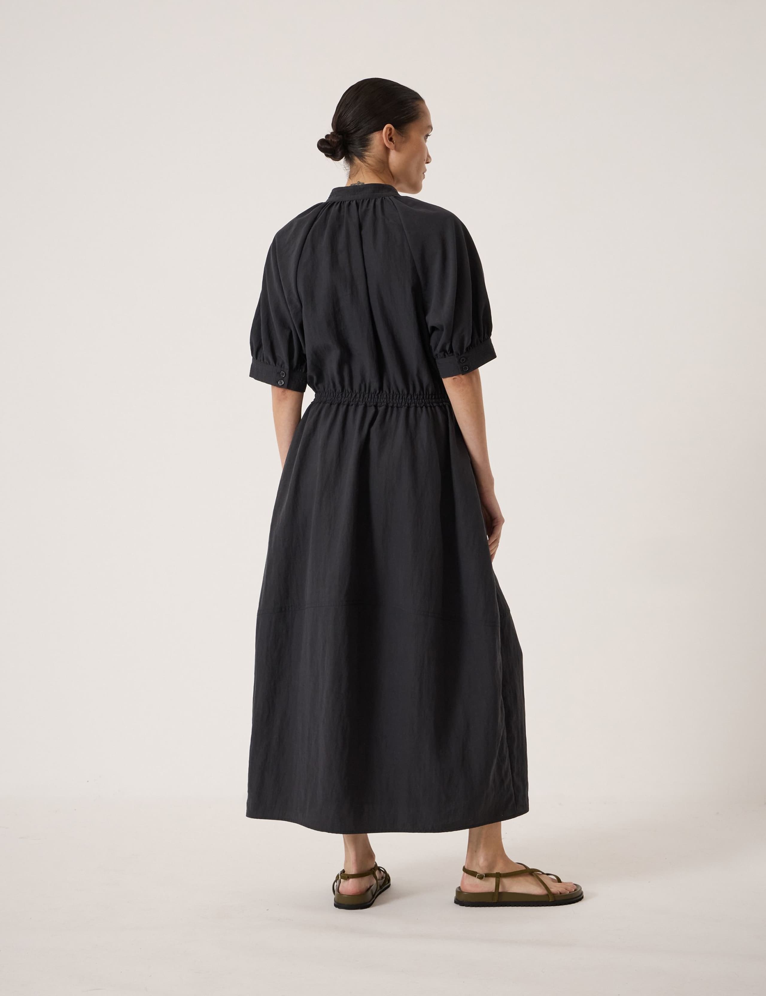 Lyocell Rich Short Sleeve Midi Waisted Dress 4 of 5