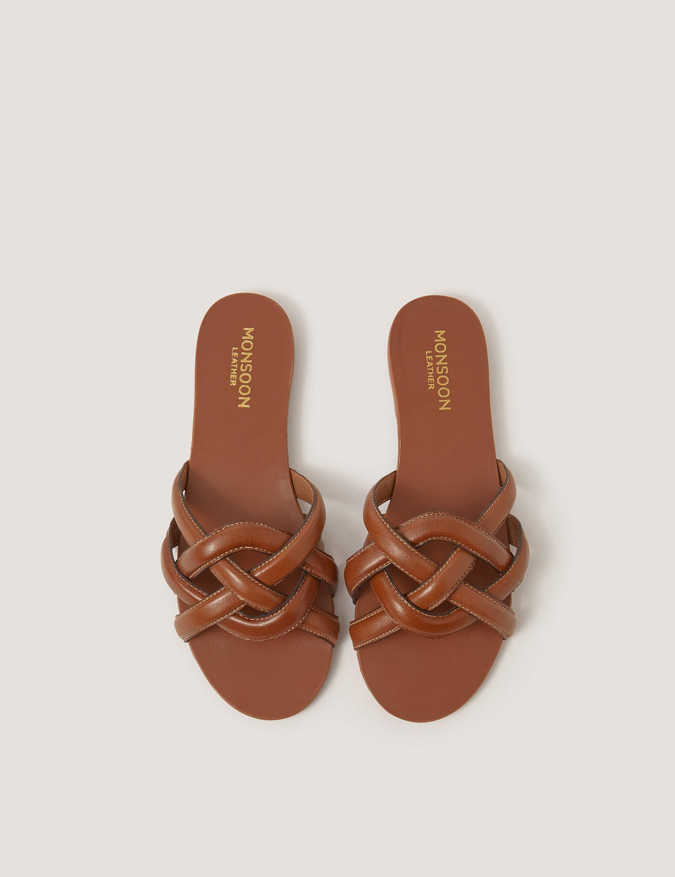 Woven Leather Flat Slider 2 of 3