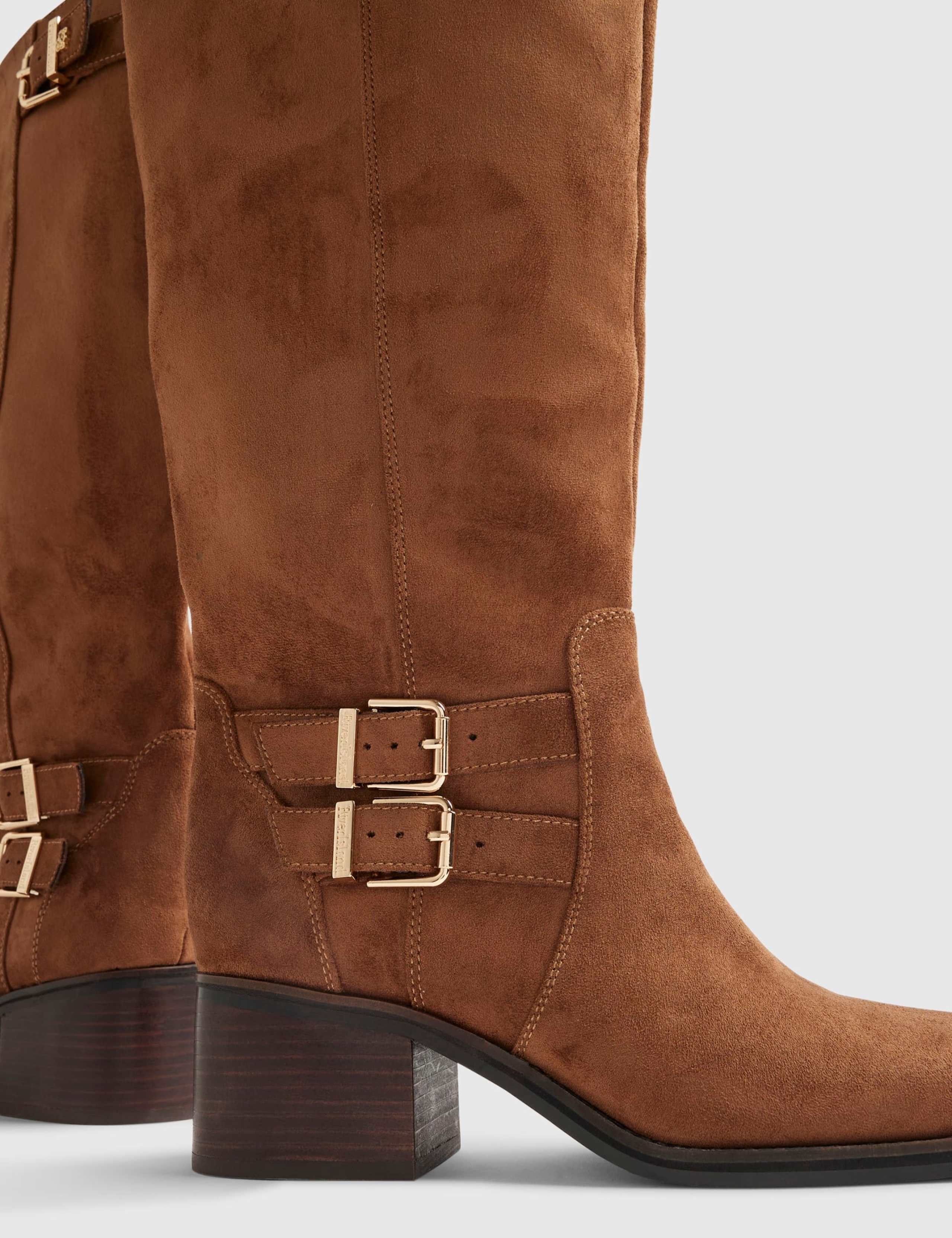 Buckle Block Heel Knee High Boots 5 of 5
