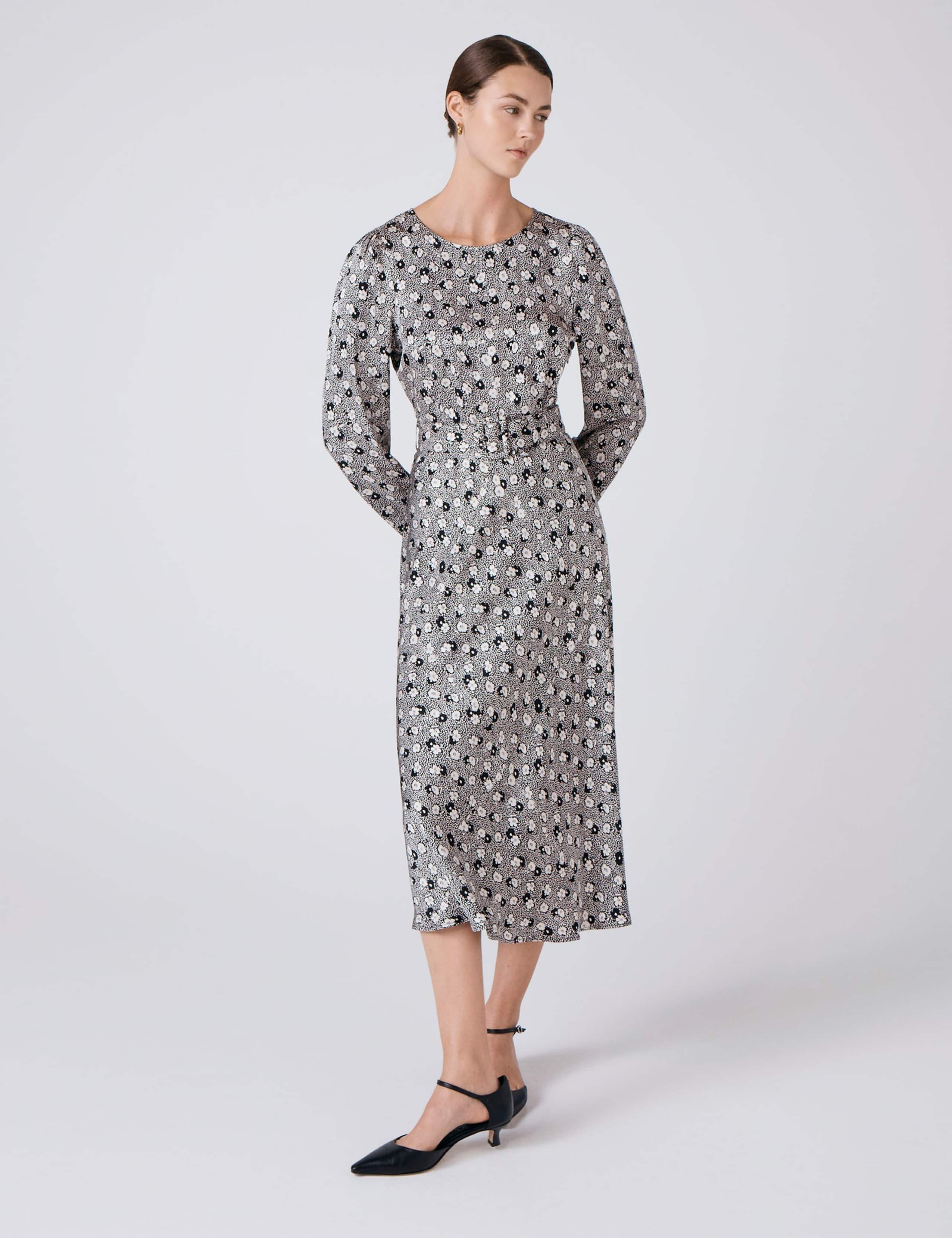 Satin Floral Midi Skater Dress 7 of 7