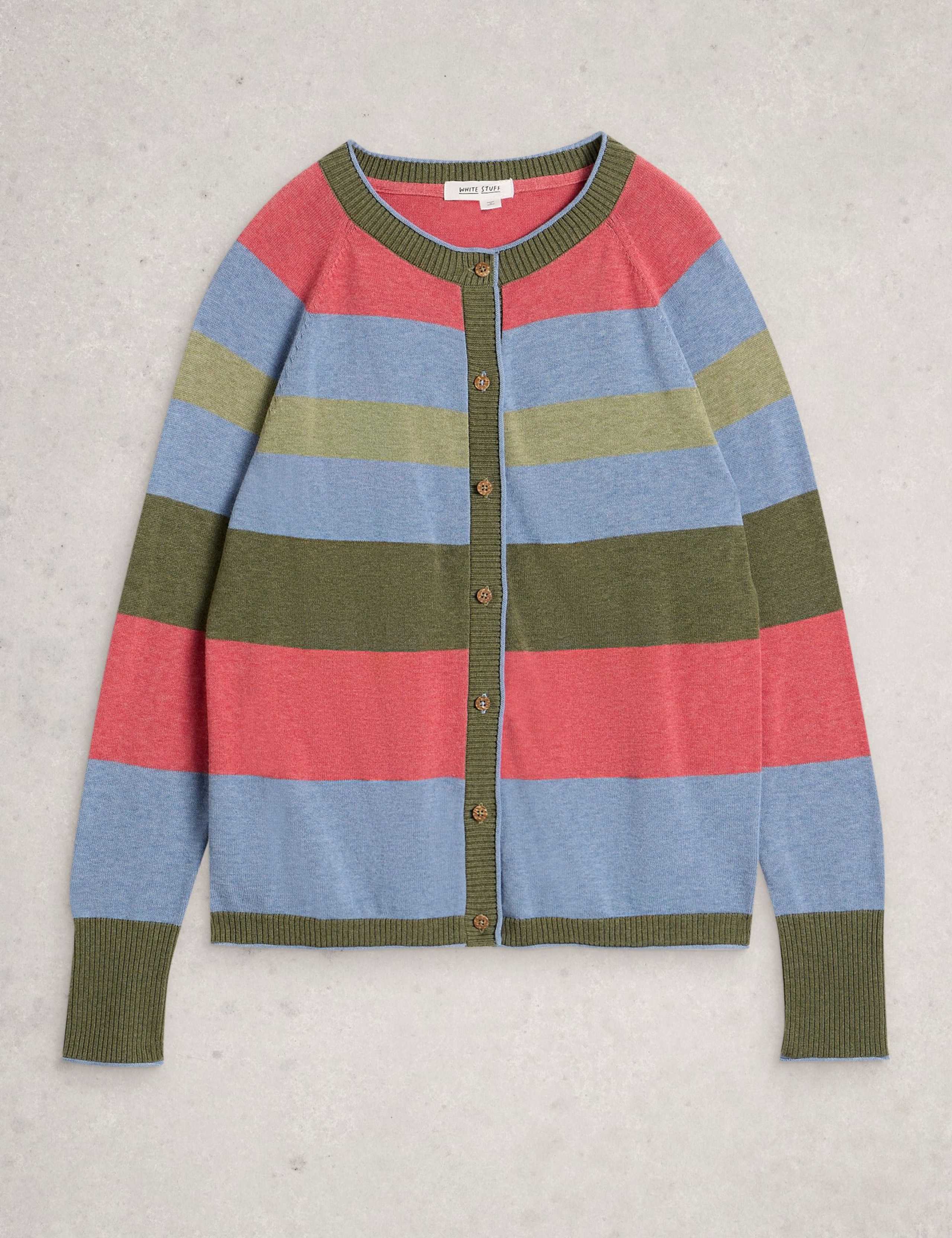 Pure Cotton Striped Button Through Cardigan 2 of 5