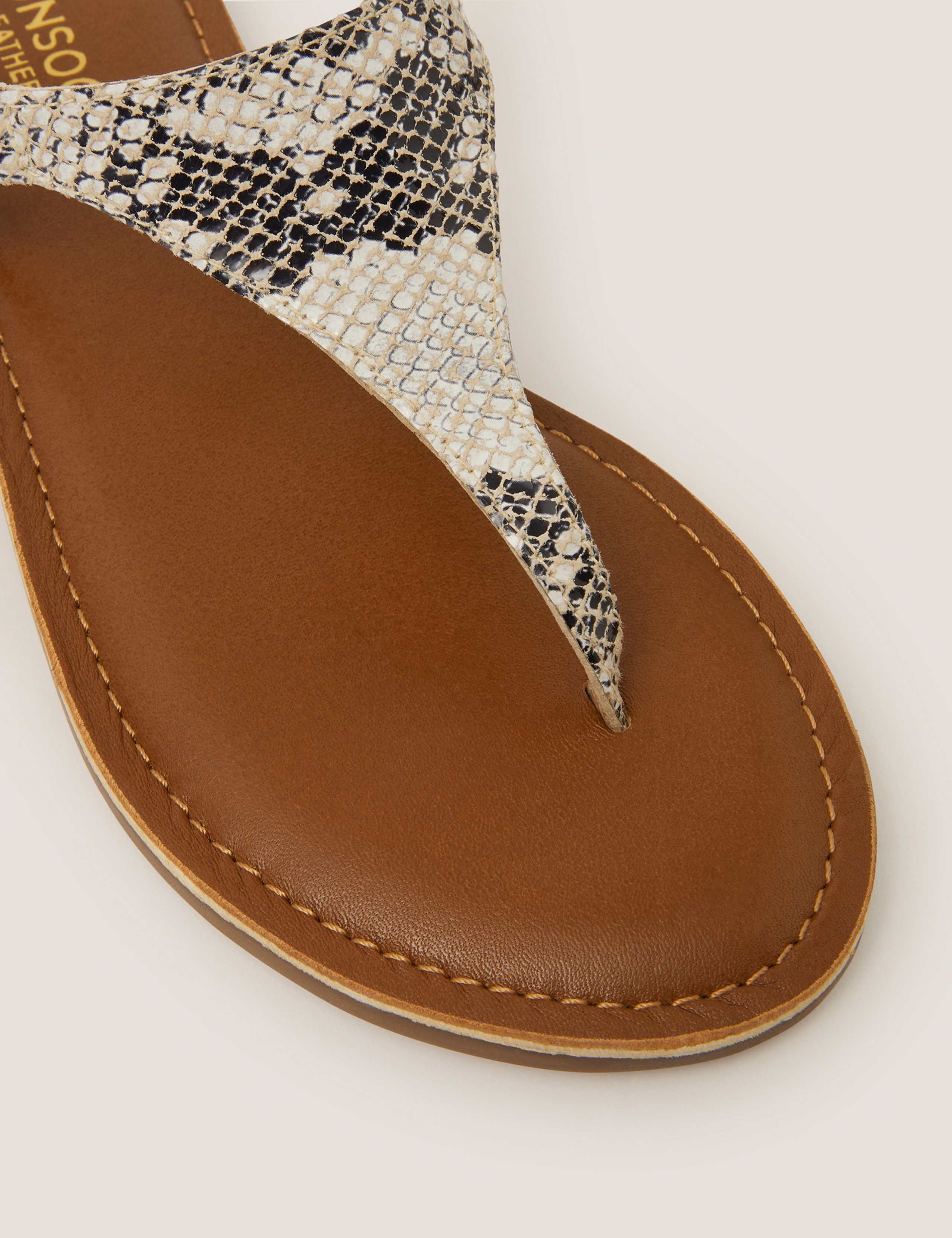 Leather Animal Print Flat Sandals 2 of 3