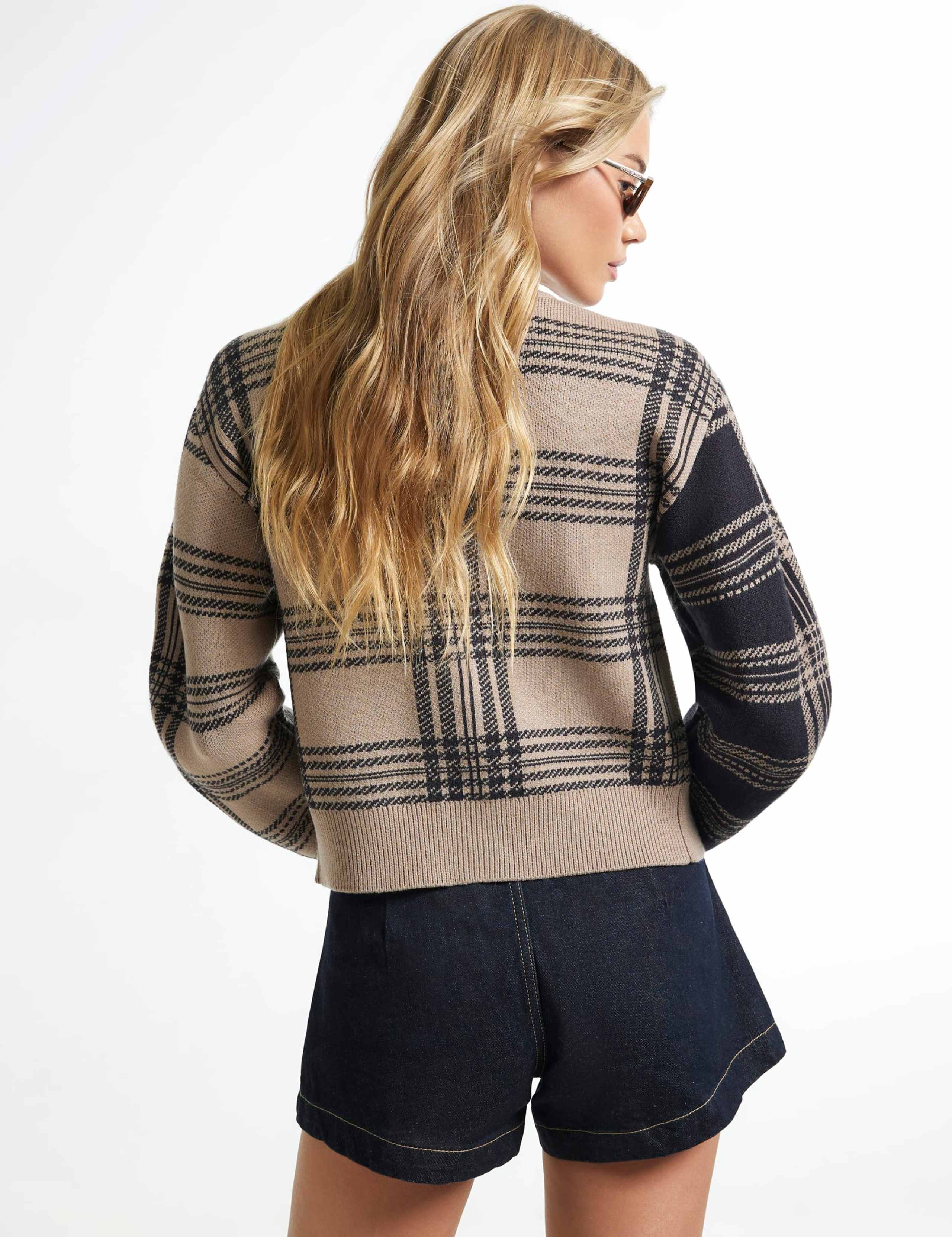 Pure Cotton Checked Banana Sleeve Cardigan 3 of 6