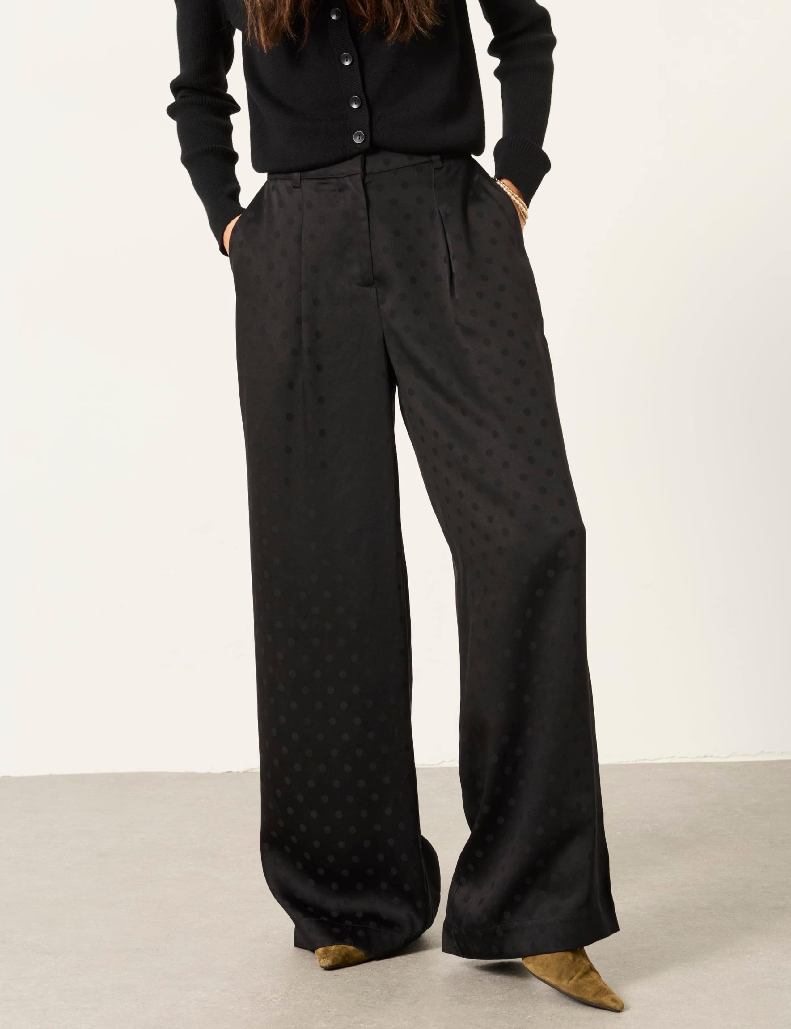 Lyocell Rich Polka Dot Wide Leg Trousers 3 of 6