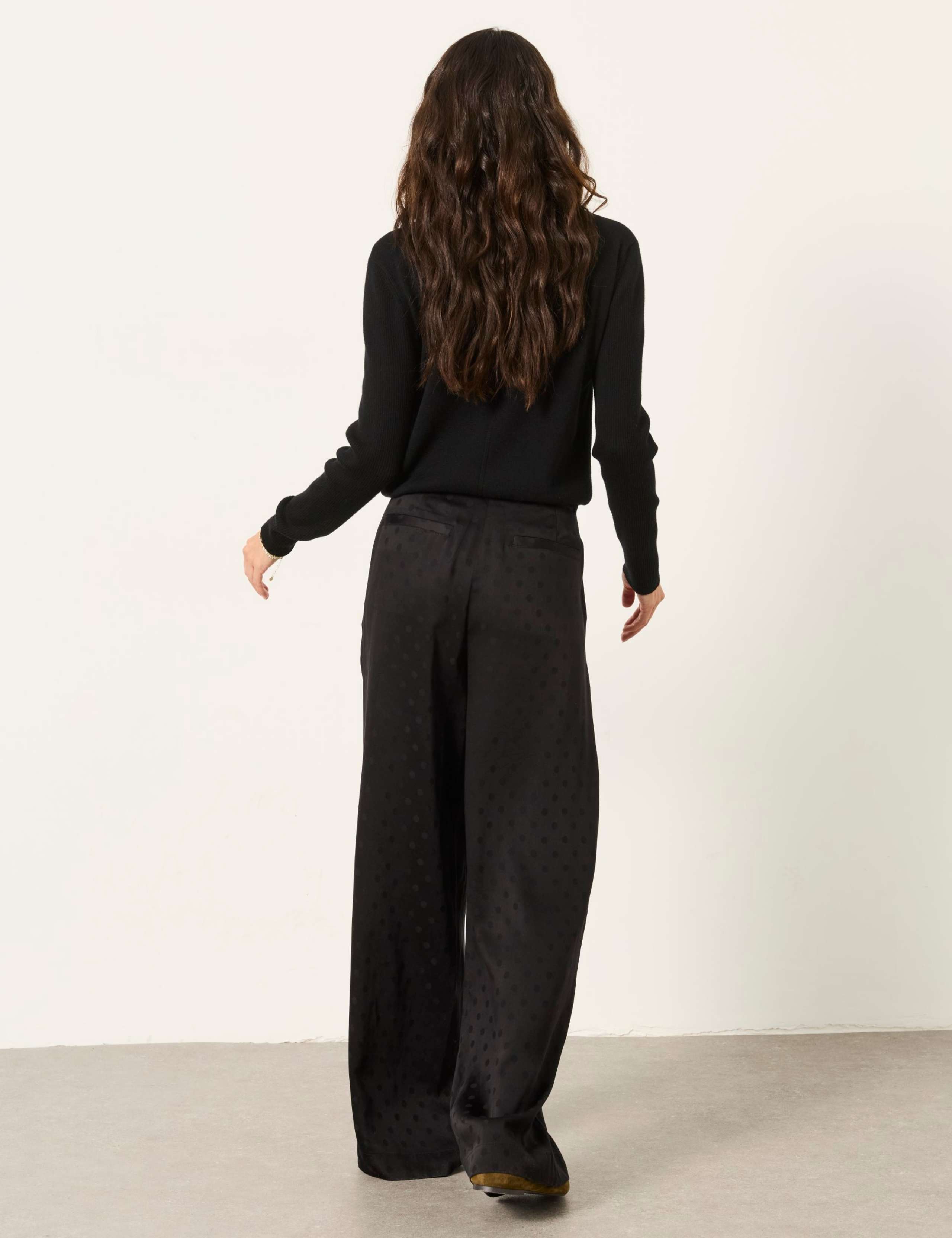 Lyocell Rich Polka Dot Wide Leg Trousers 4 of 6