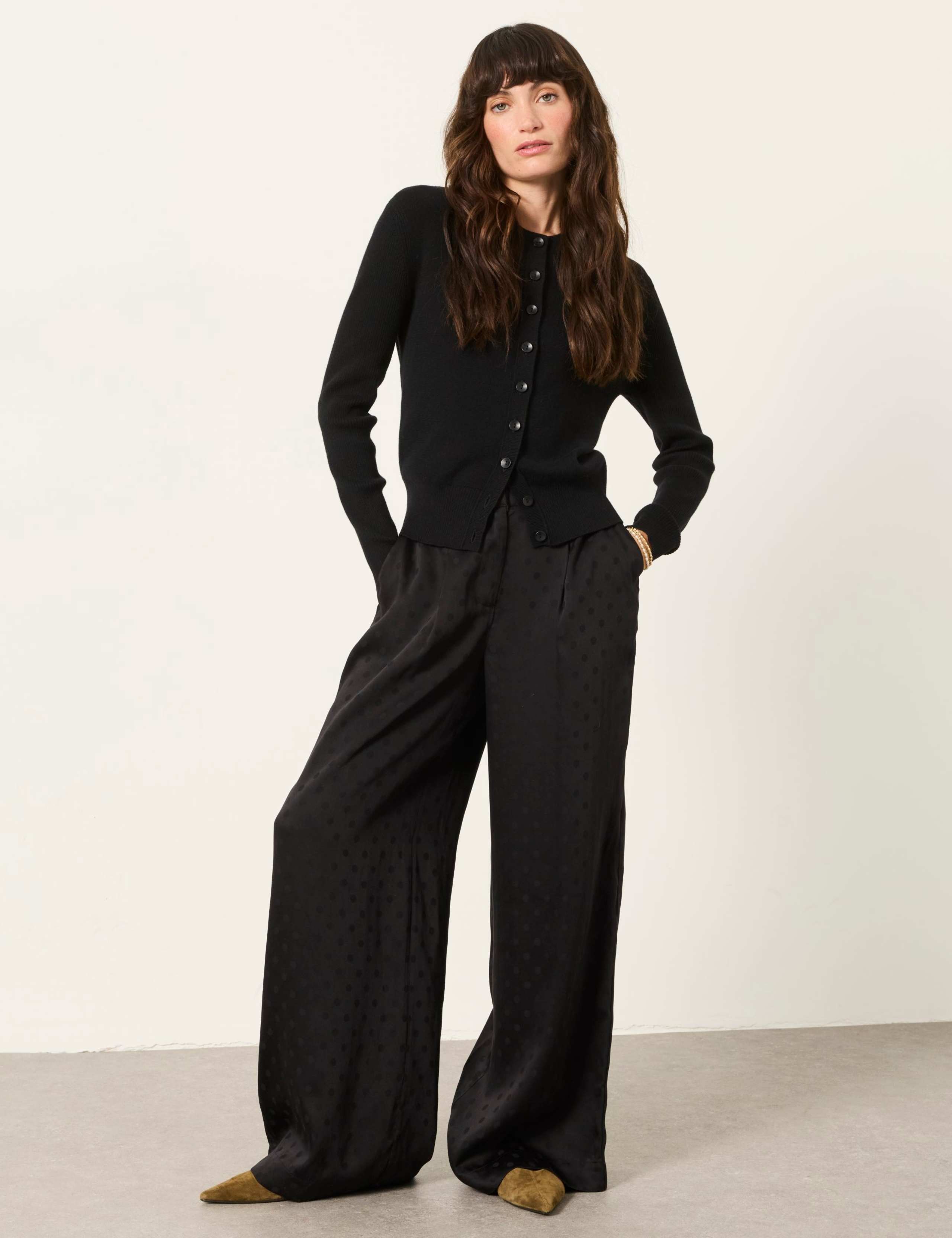 Lyocell Rich Polka Dot Wide Leg Trousers 5 of 6