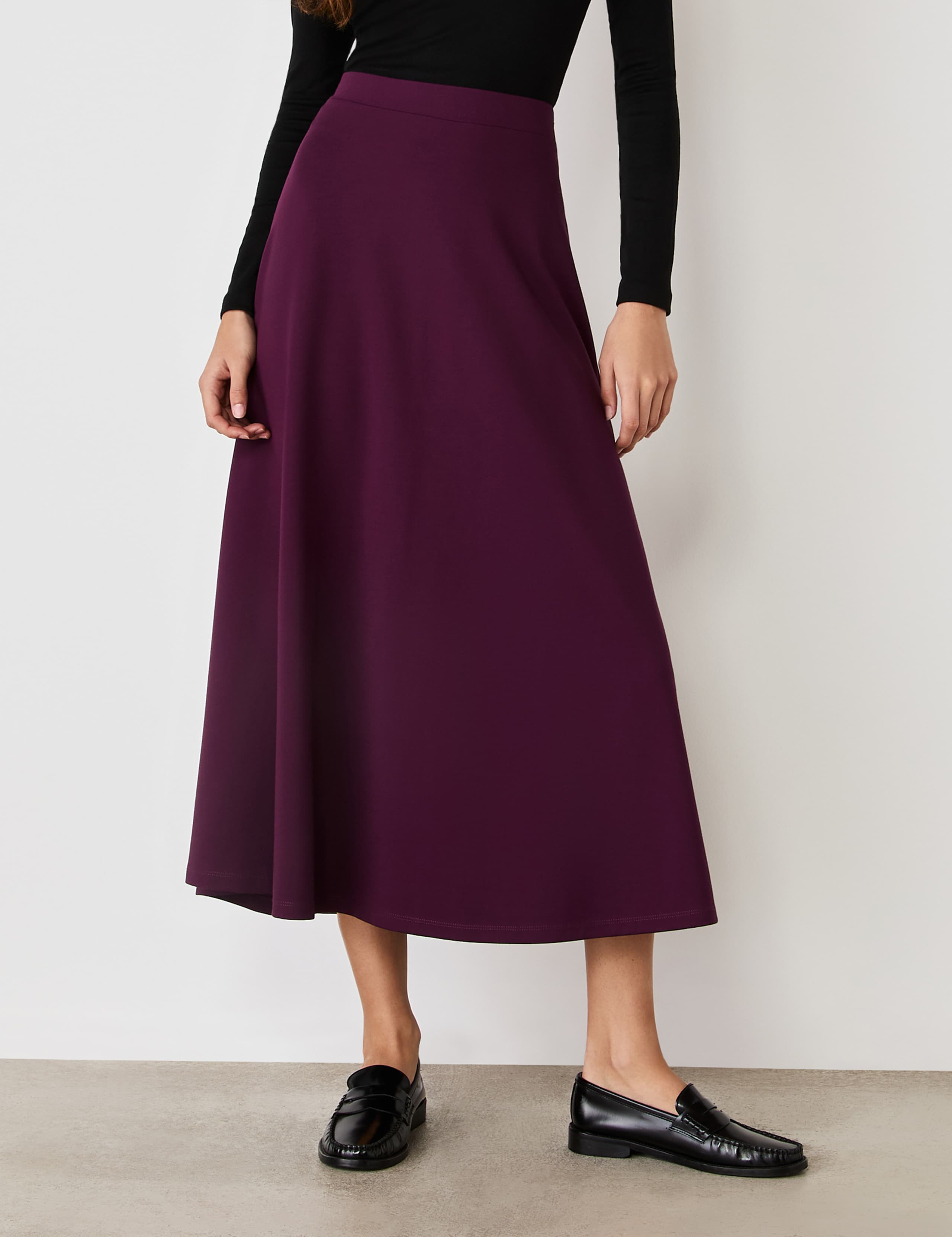 Jersey Midi A-Line Skirt 2 of 4