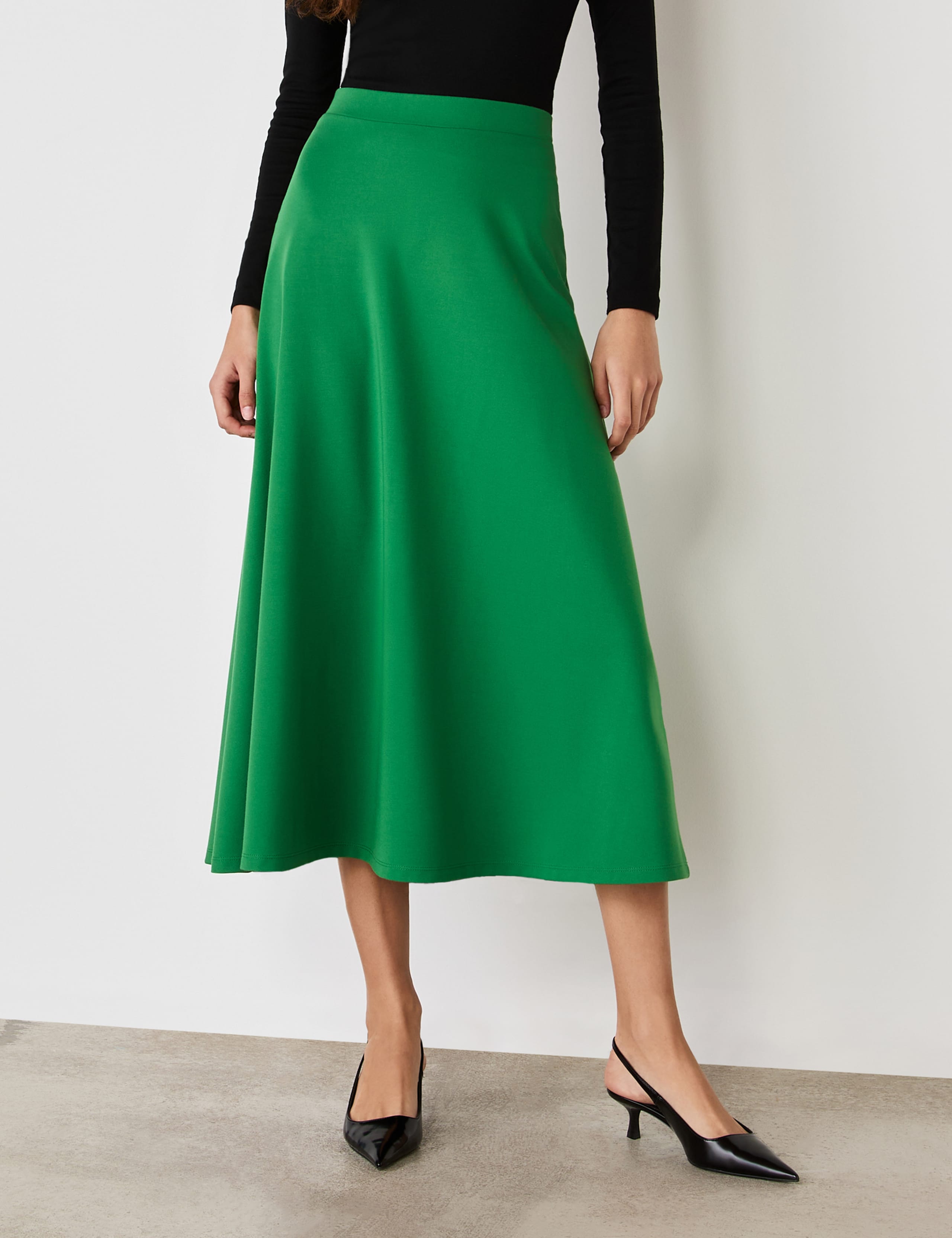 Jersey Midi A-Line Skirt 2 of 4