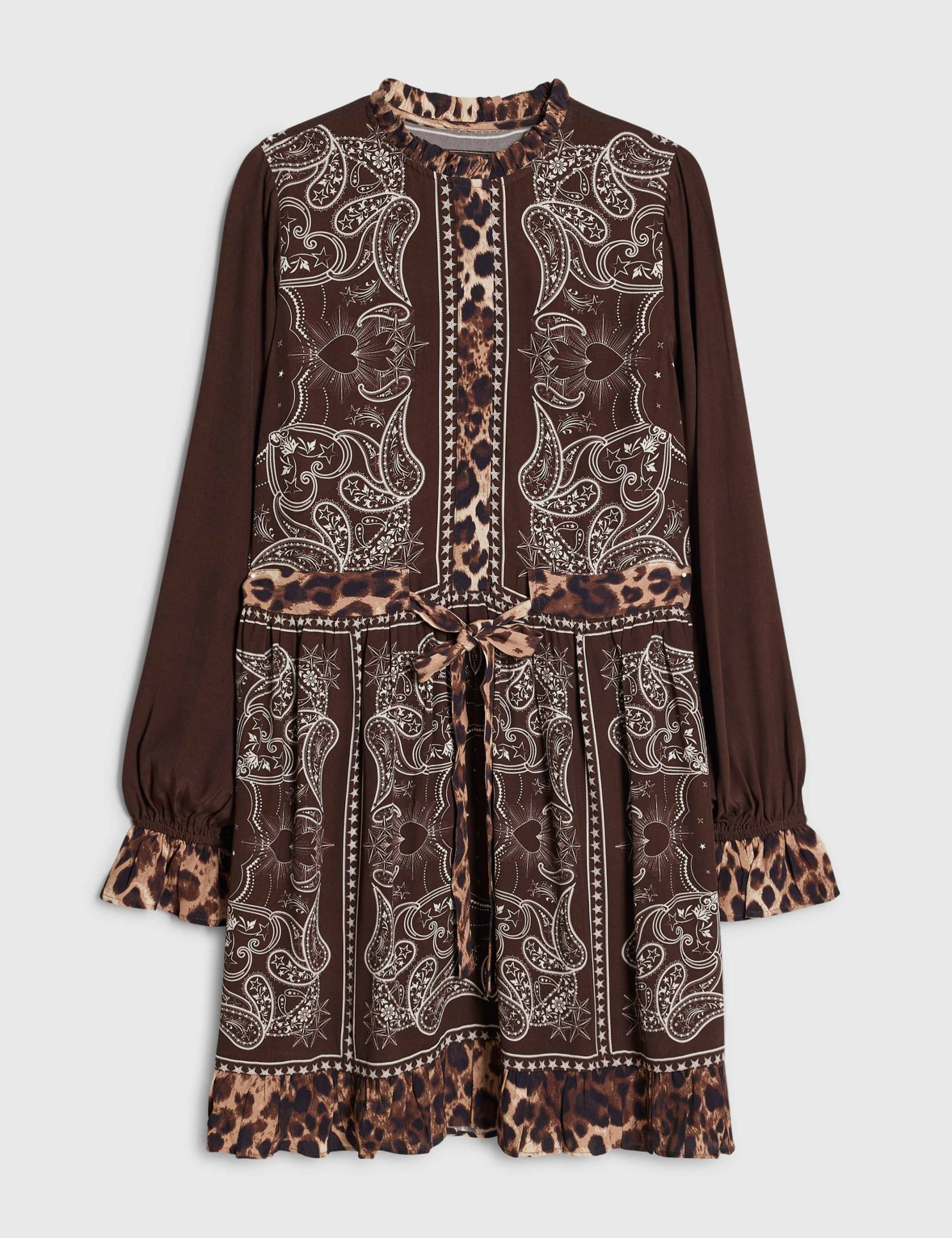 Bandana Print Tie Waist Mini Shirt Dress 5 of 6