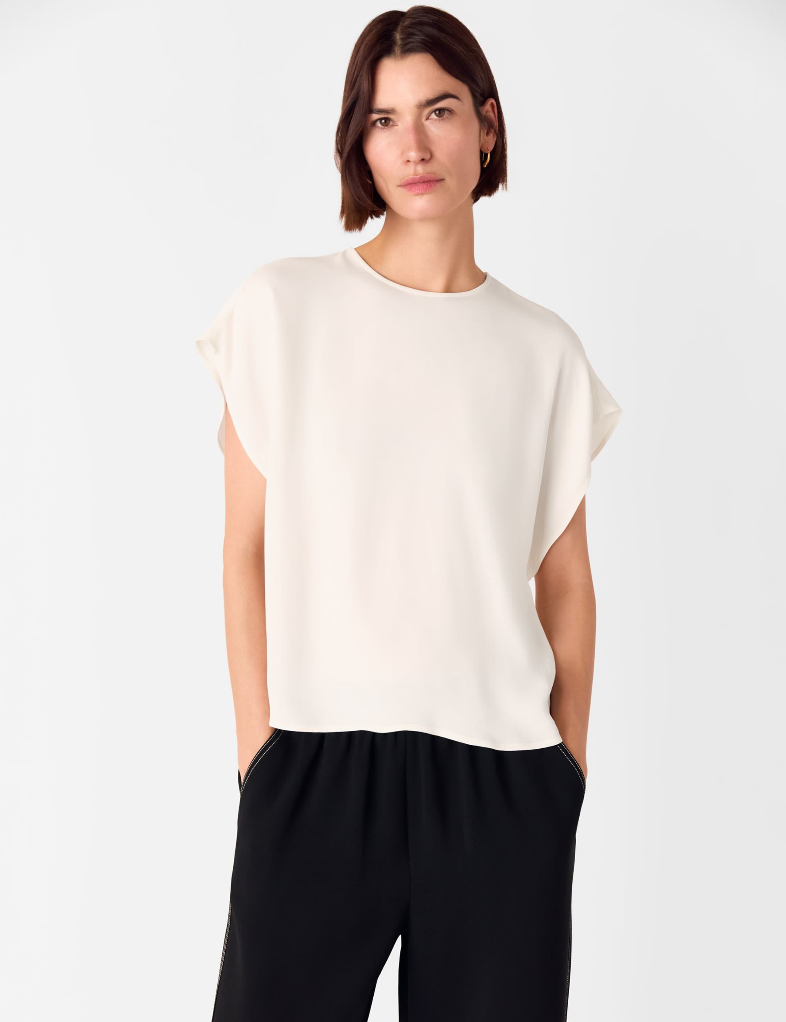 Crepe Crew Neck Shell Top 1 of 4