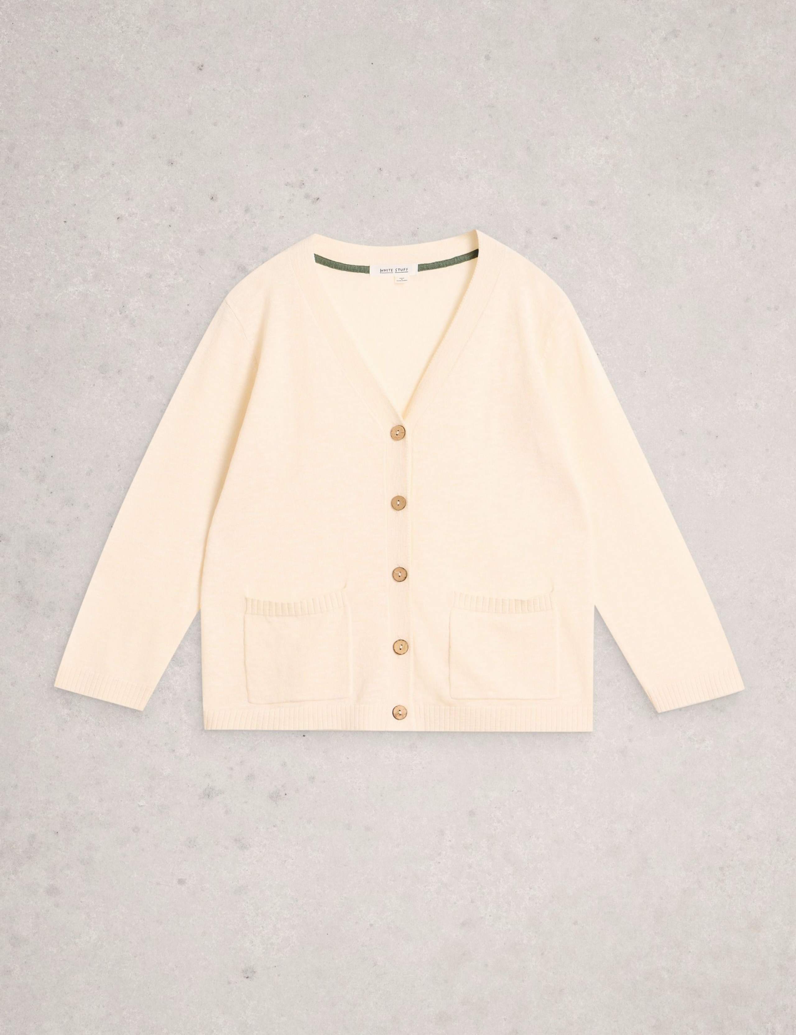 Cotton Rich V-Neck Button Front Cardigan 2 of 6