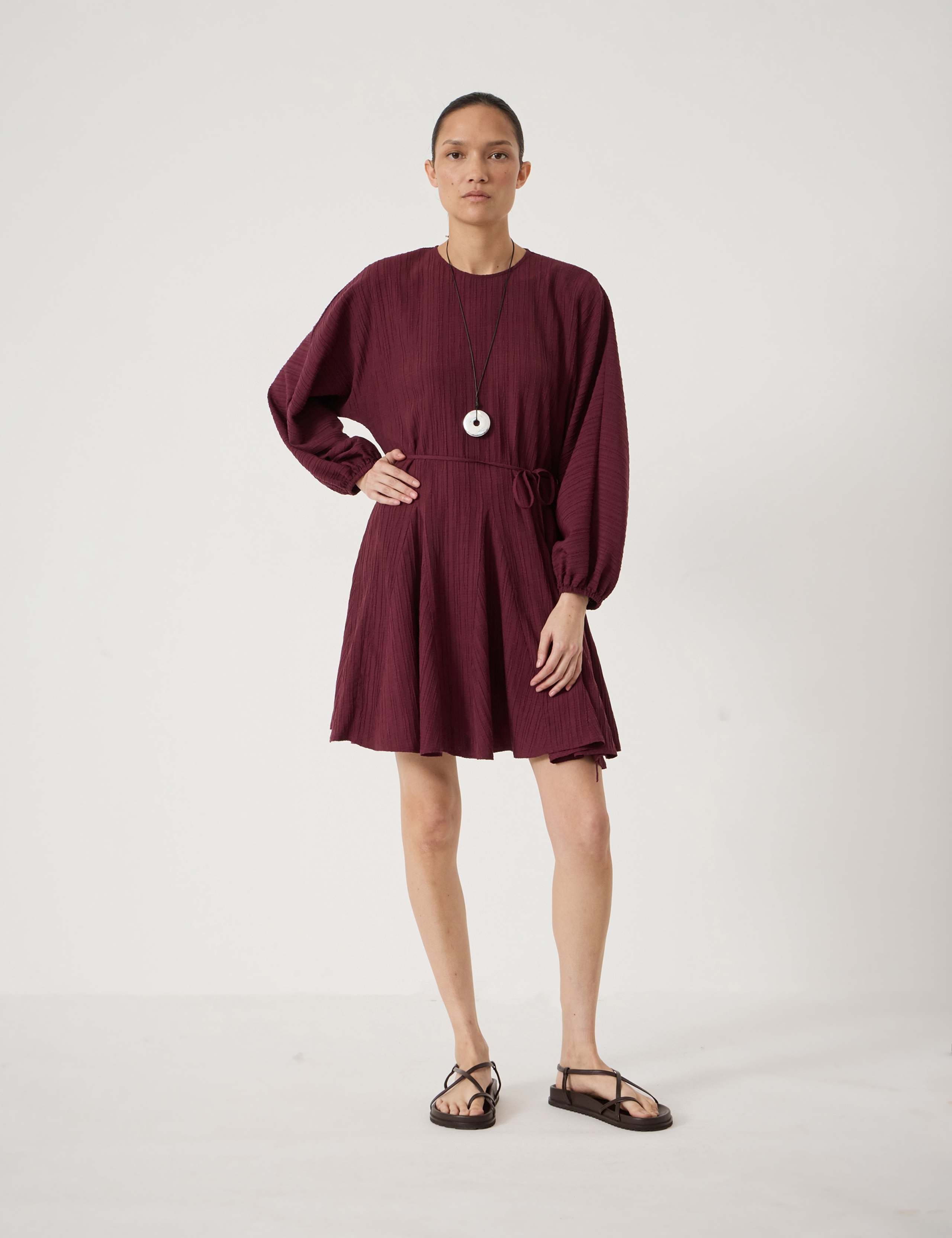 Round Neck Blouson Sleeve Mini Skater Dress 1 of 5