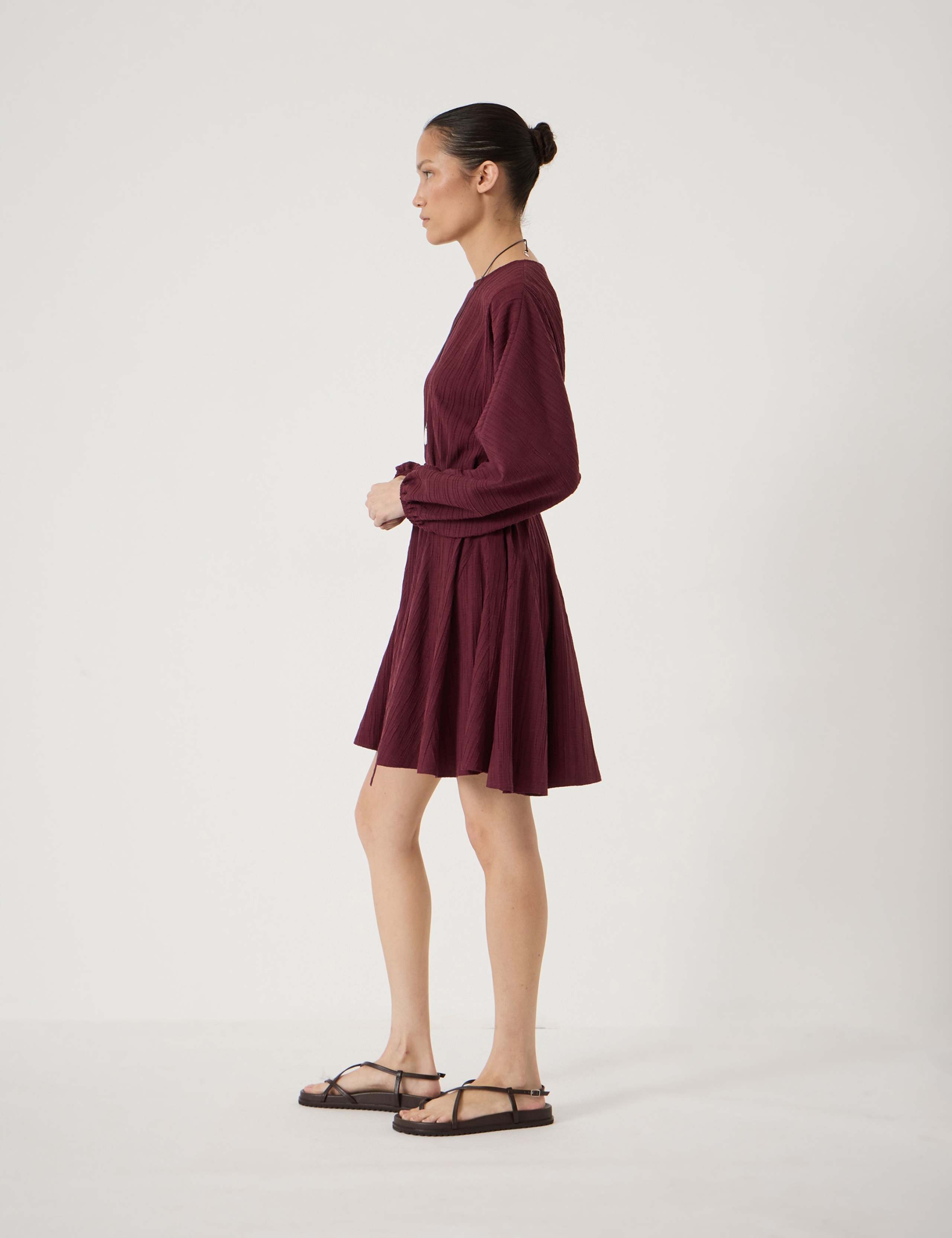 Round Neck Blouson Sleeve Mini Skater Dress 3 of 5