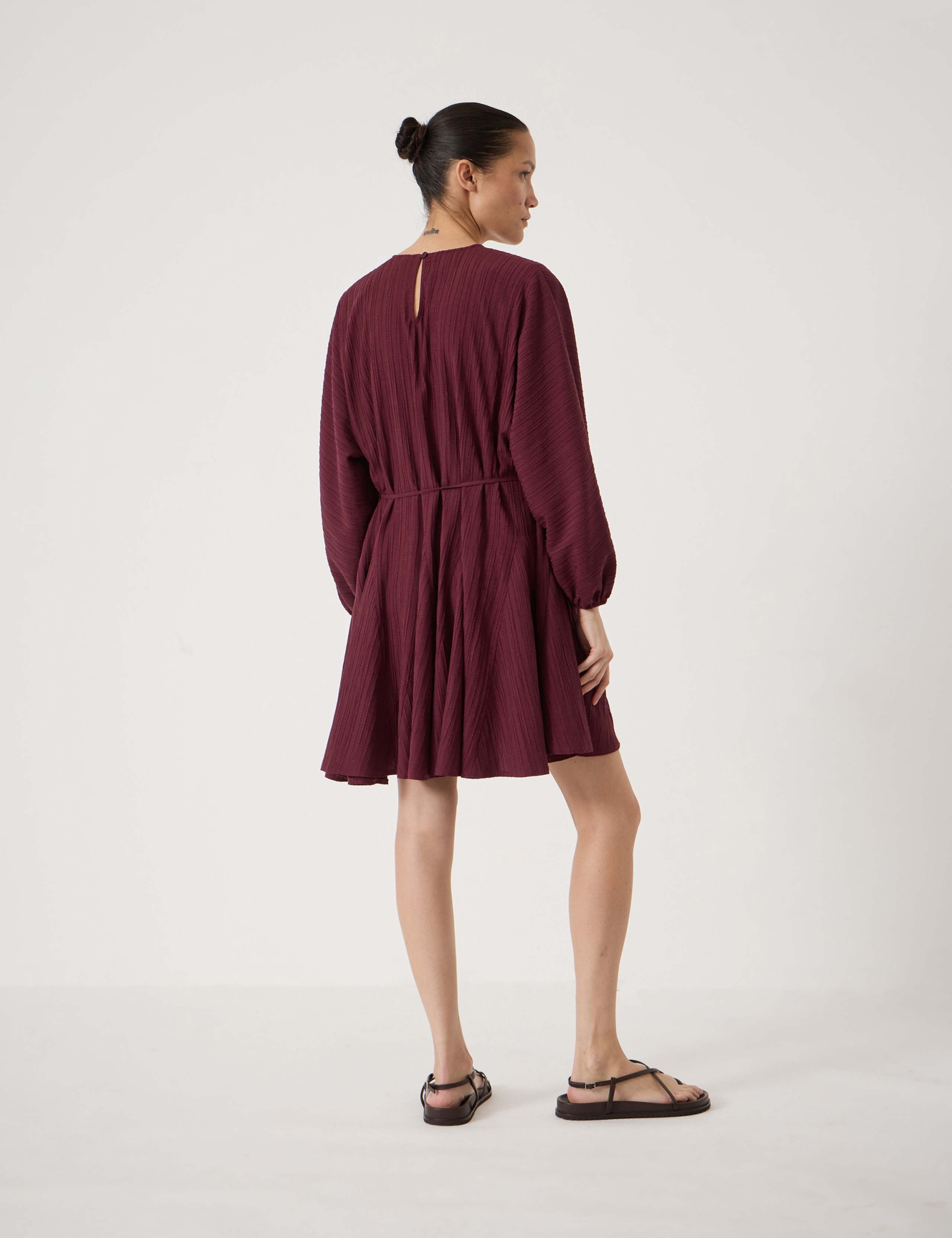 Round Neck Blouson Sleeve Mini Skater Dress 4 of 5