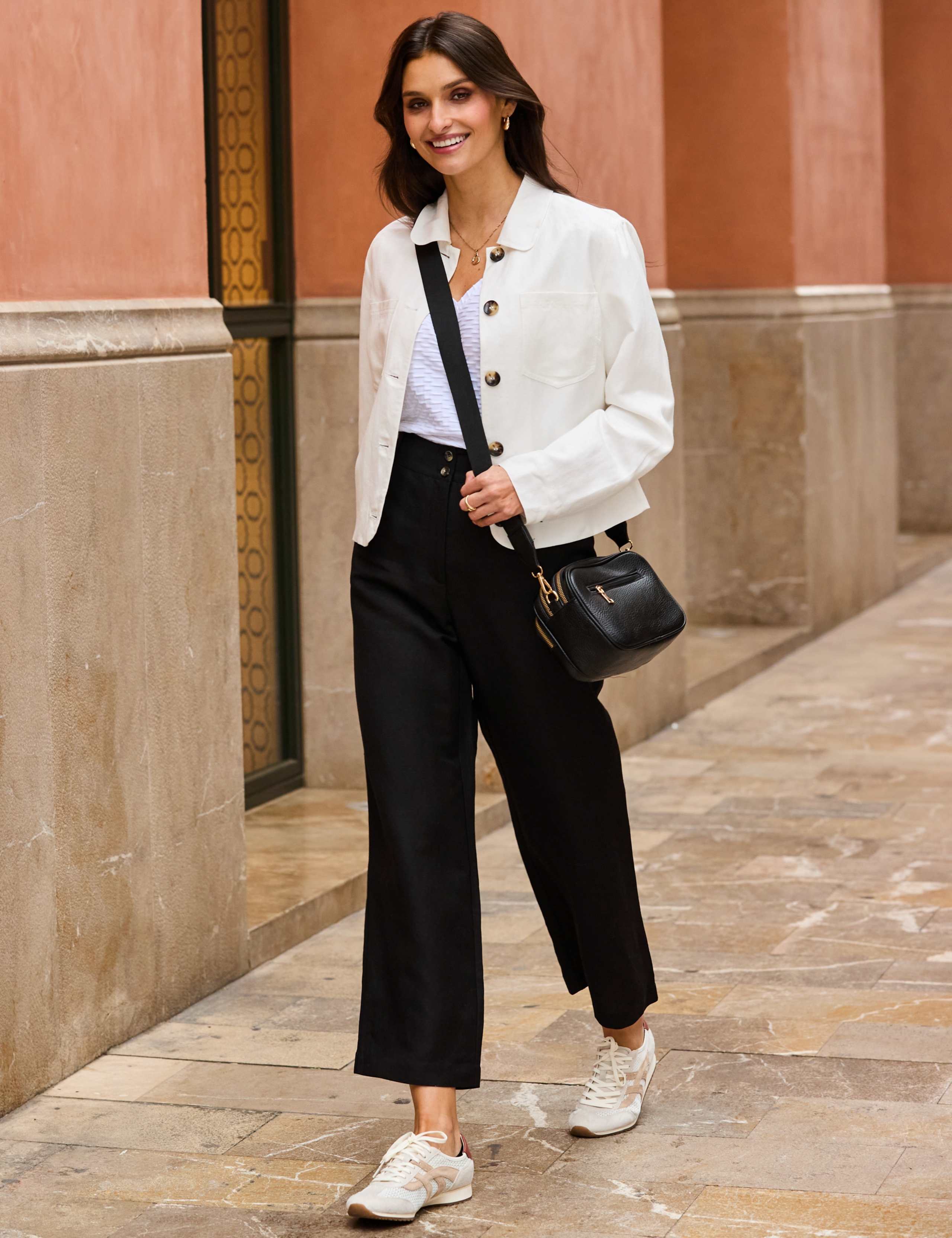 Linen Blend Wide Leg Culottes 2 of 8