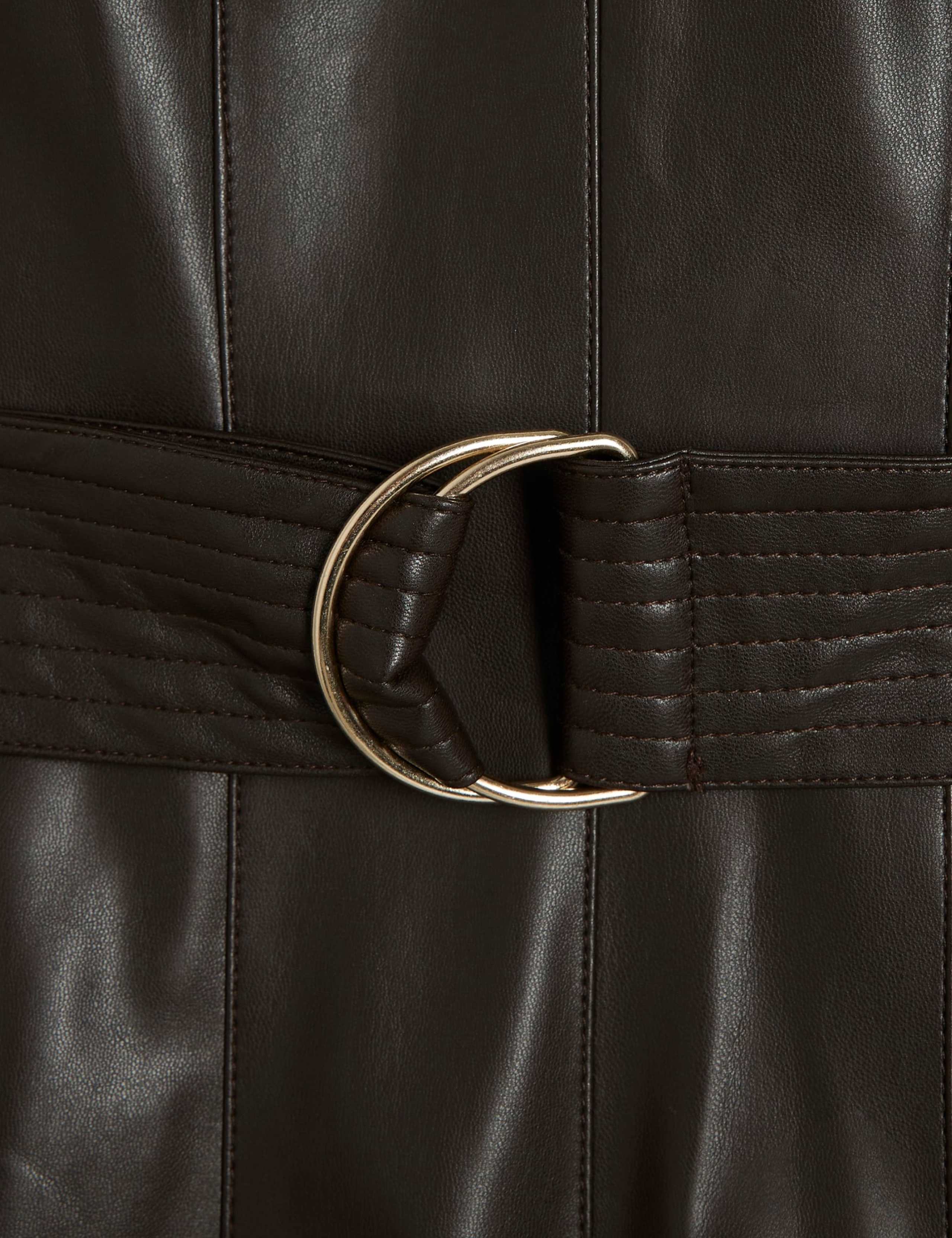 Faux Leather Belted Flared Midi Shirt Dress 5 of 6