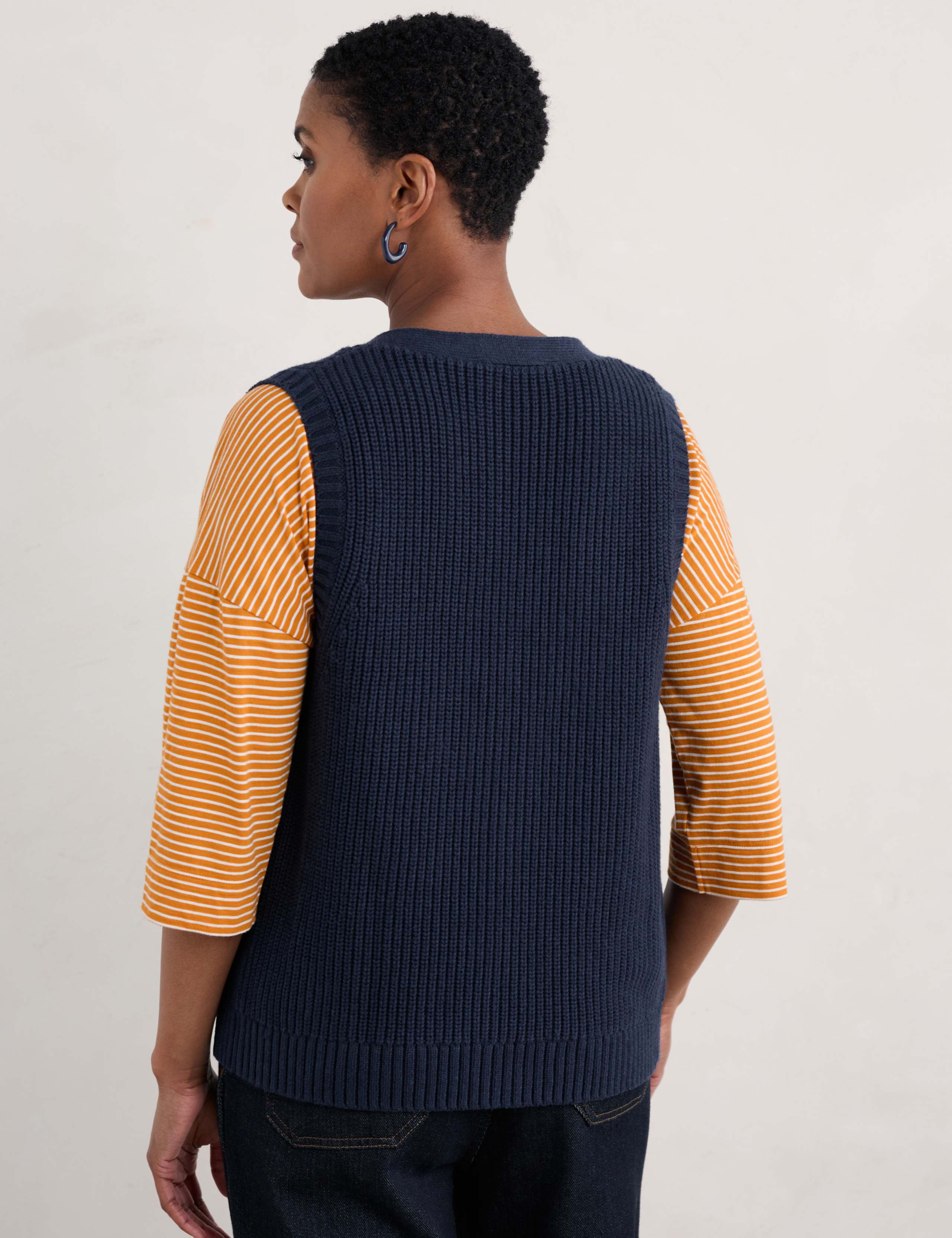 Pure Cotton V-Neck Knitted Vest 3 of 5