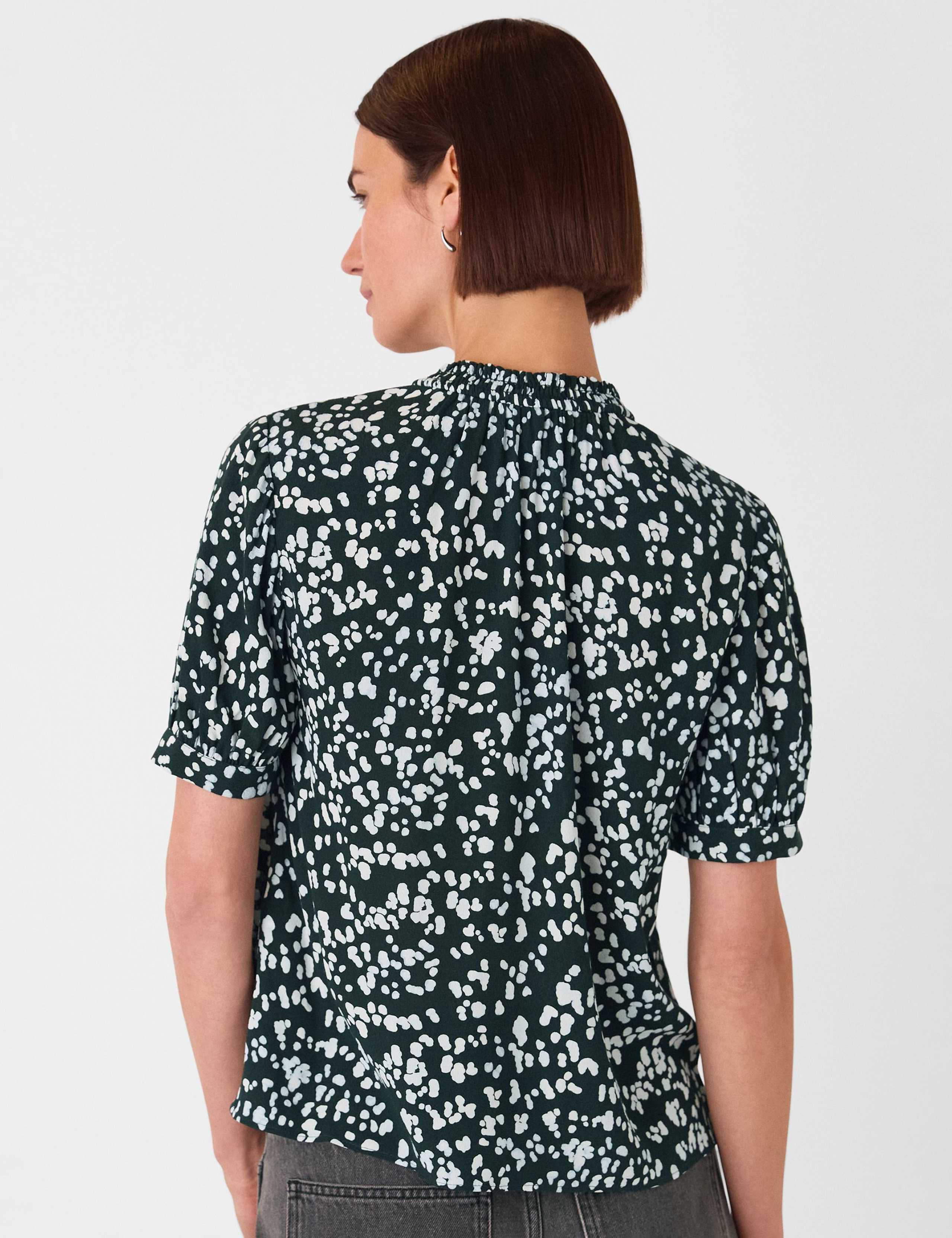 Animal Print Tie Neck Blouse 3 of 4