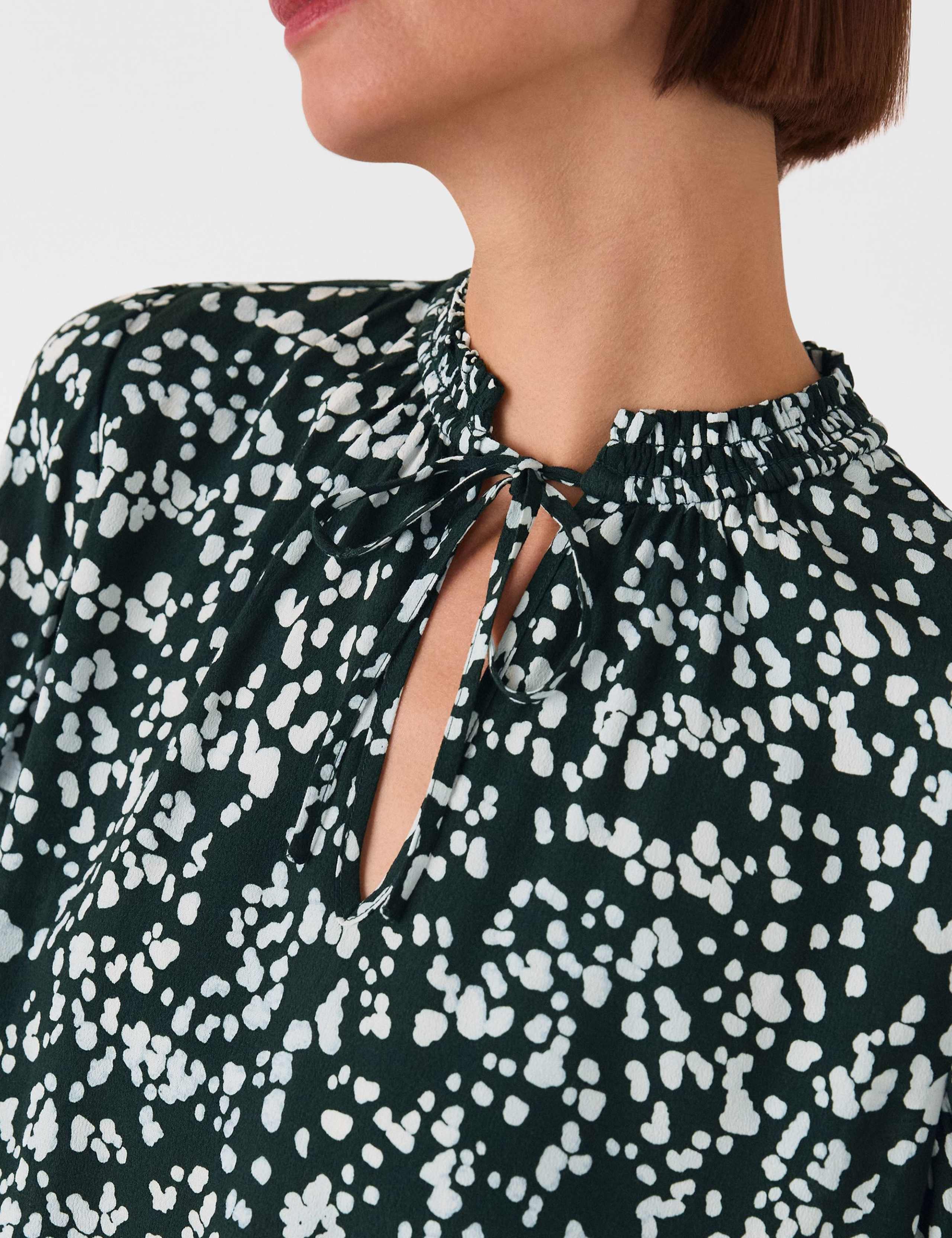 Animal Print Tie Neck Blouse 4 of 4