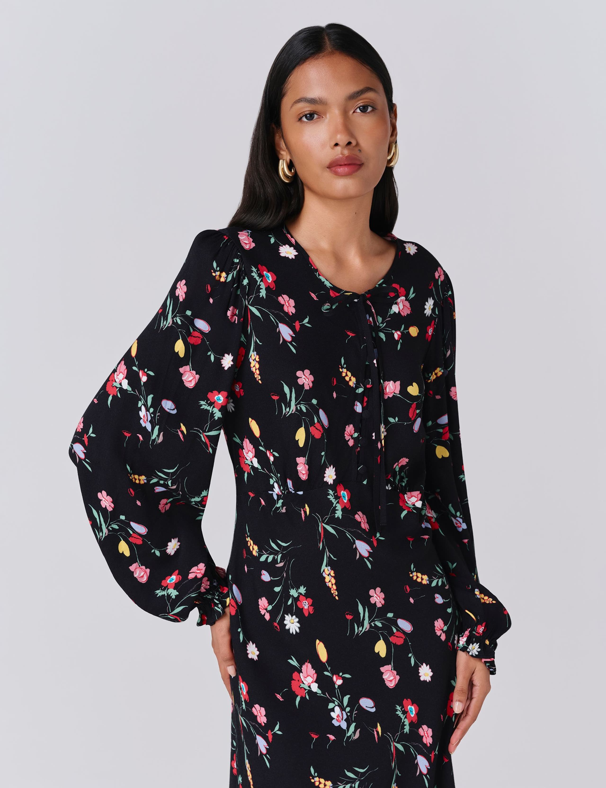 Crepe Floral Midi Skater Dress 5 of 5