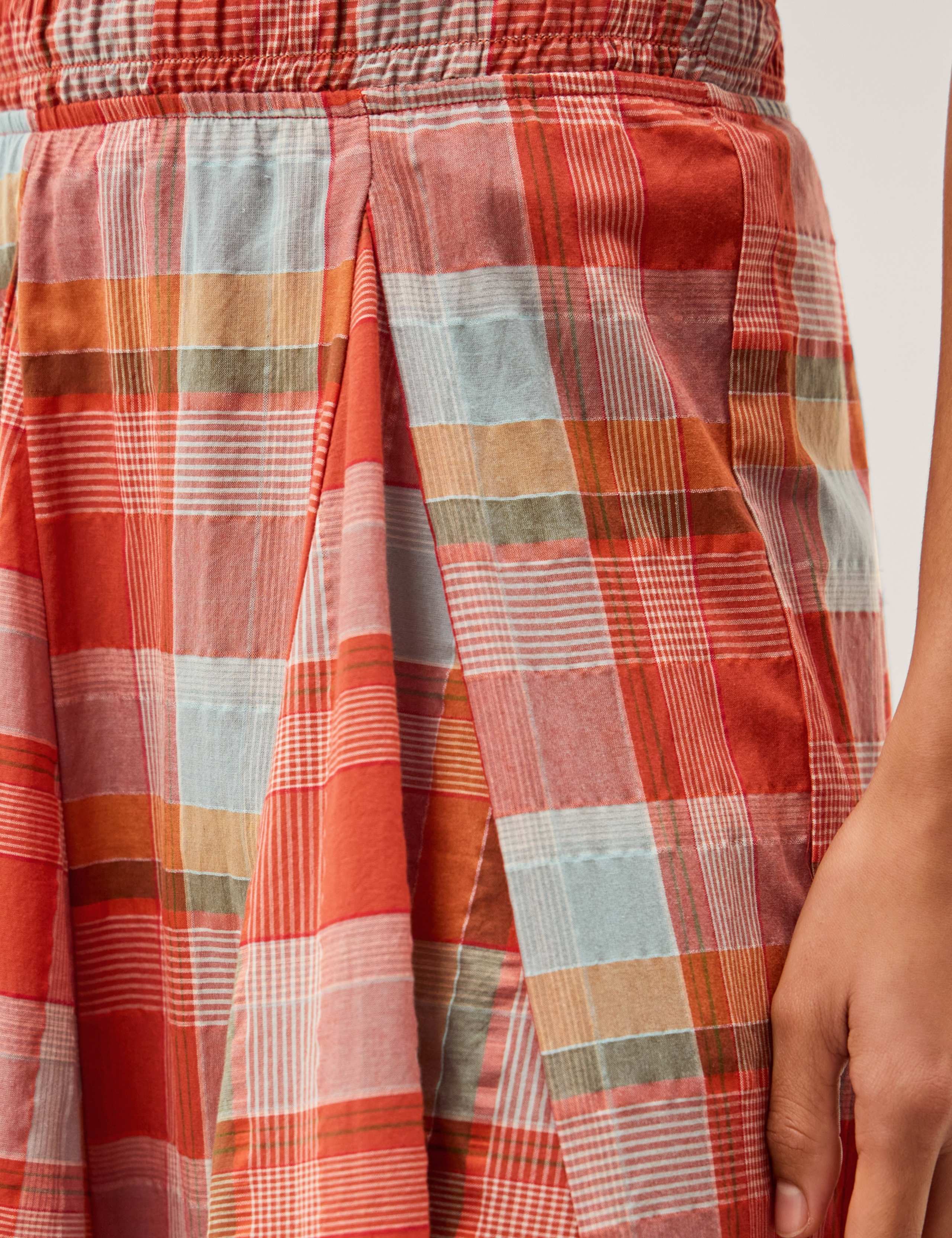 Cotton Rich Checked Midi A-Line Skirt 5 of 5