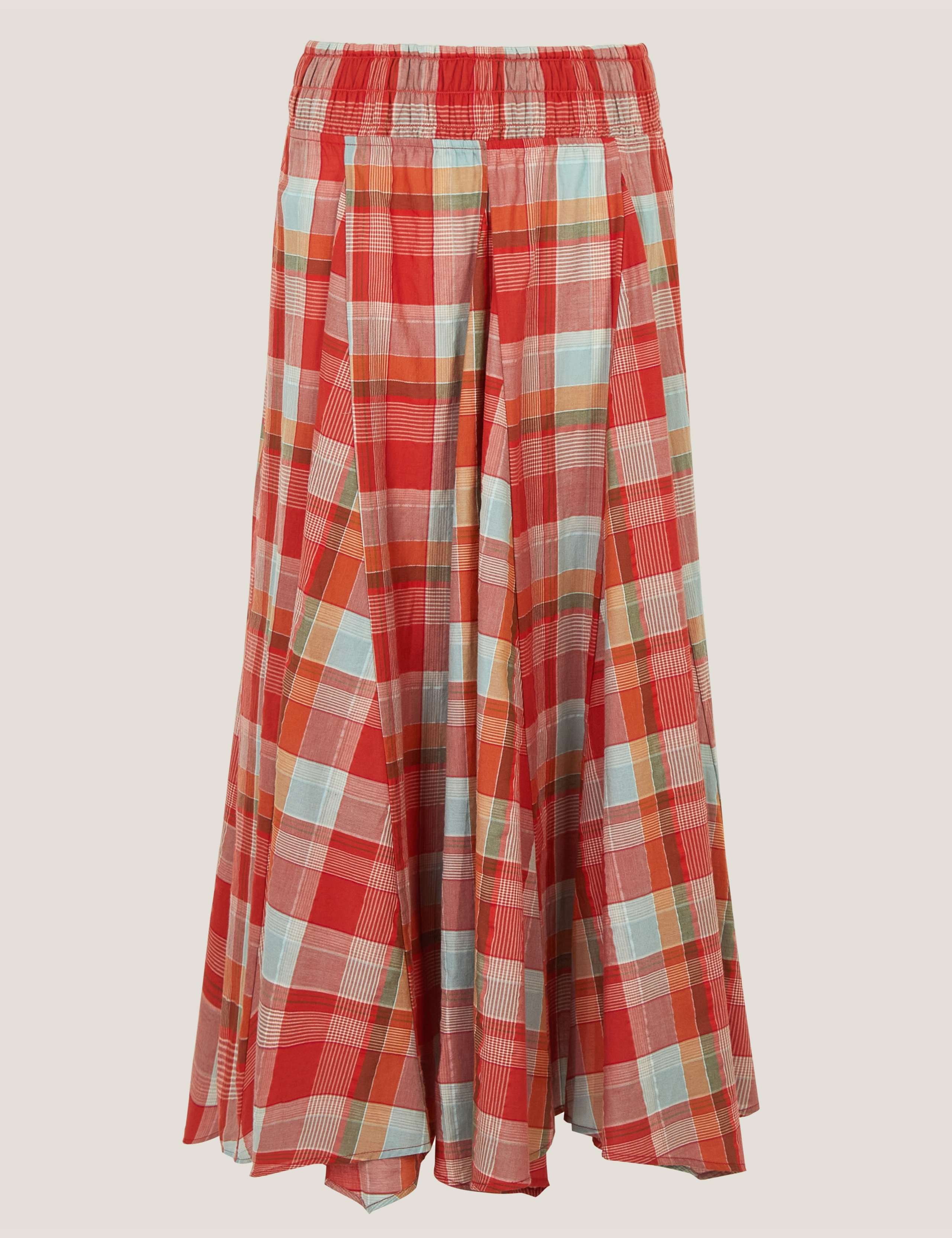 Cotton Rich Checked Midi A-Line Skirt 2 of 5