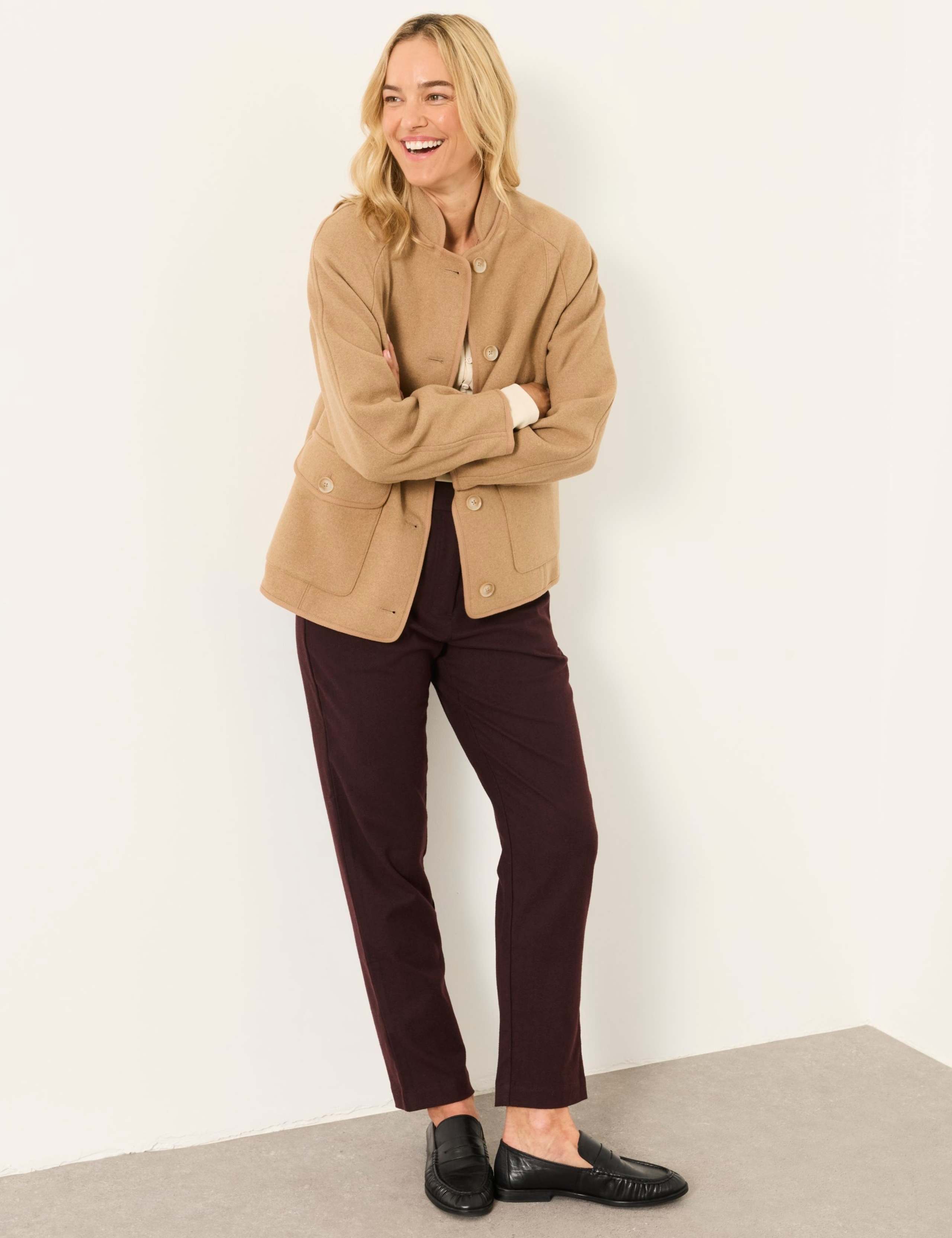 Herringbone Wide Leg Trousers with Wool 5 of 6