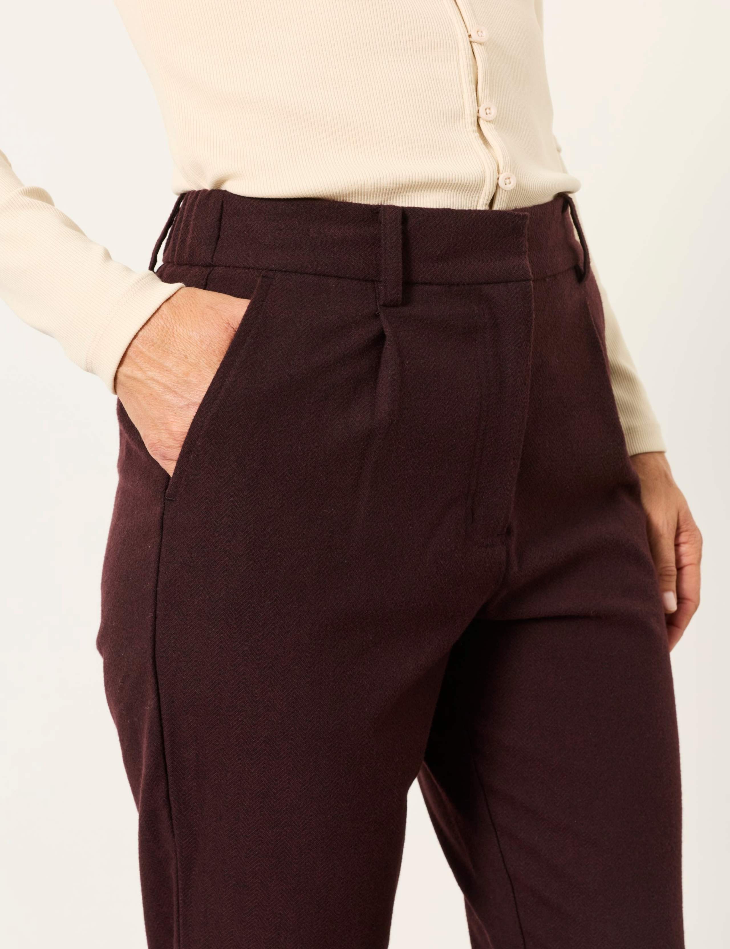 Herringbone Wide Leg Trousers with Wool 6 of 6