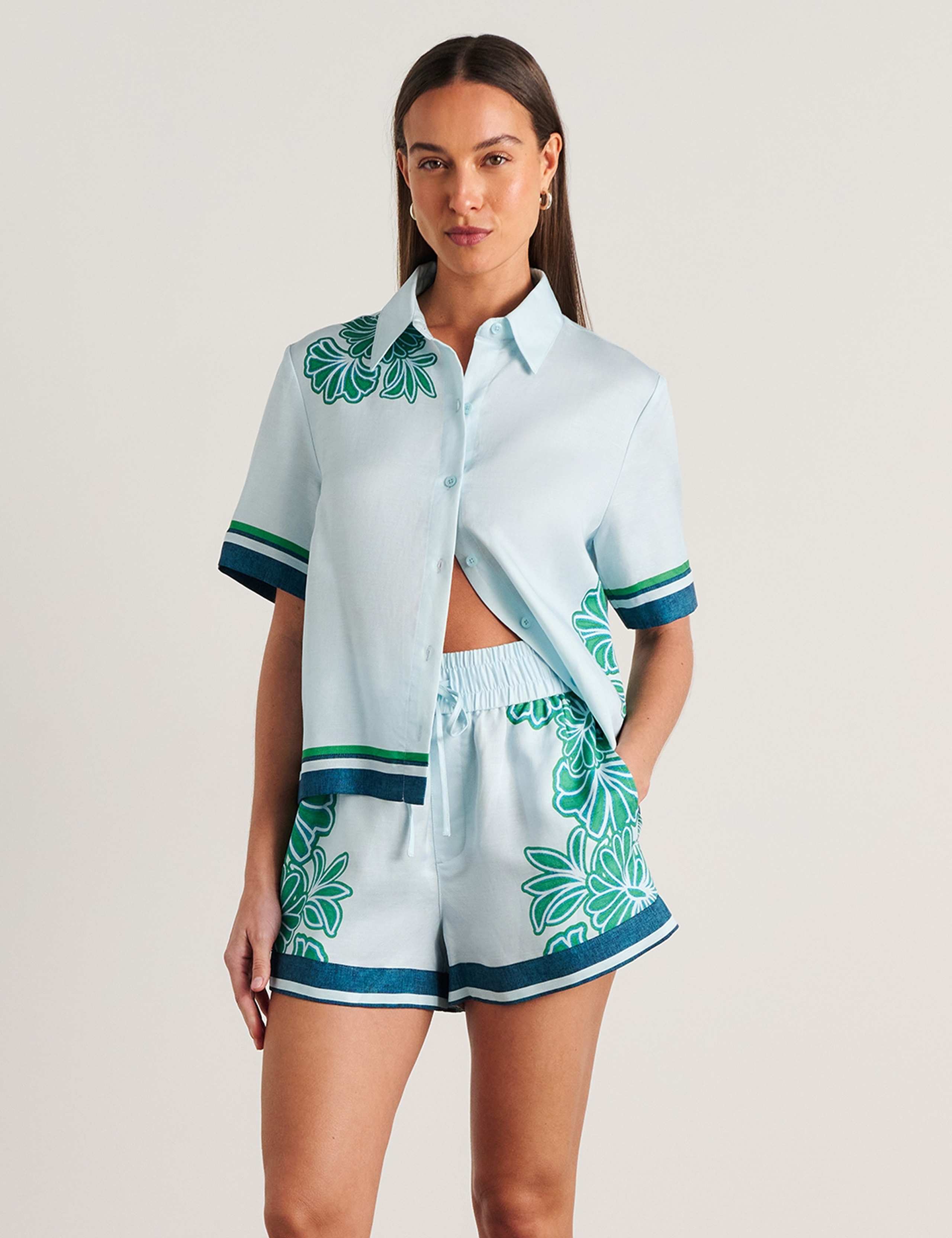 Printed Shirt with Linen 1 of 5