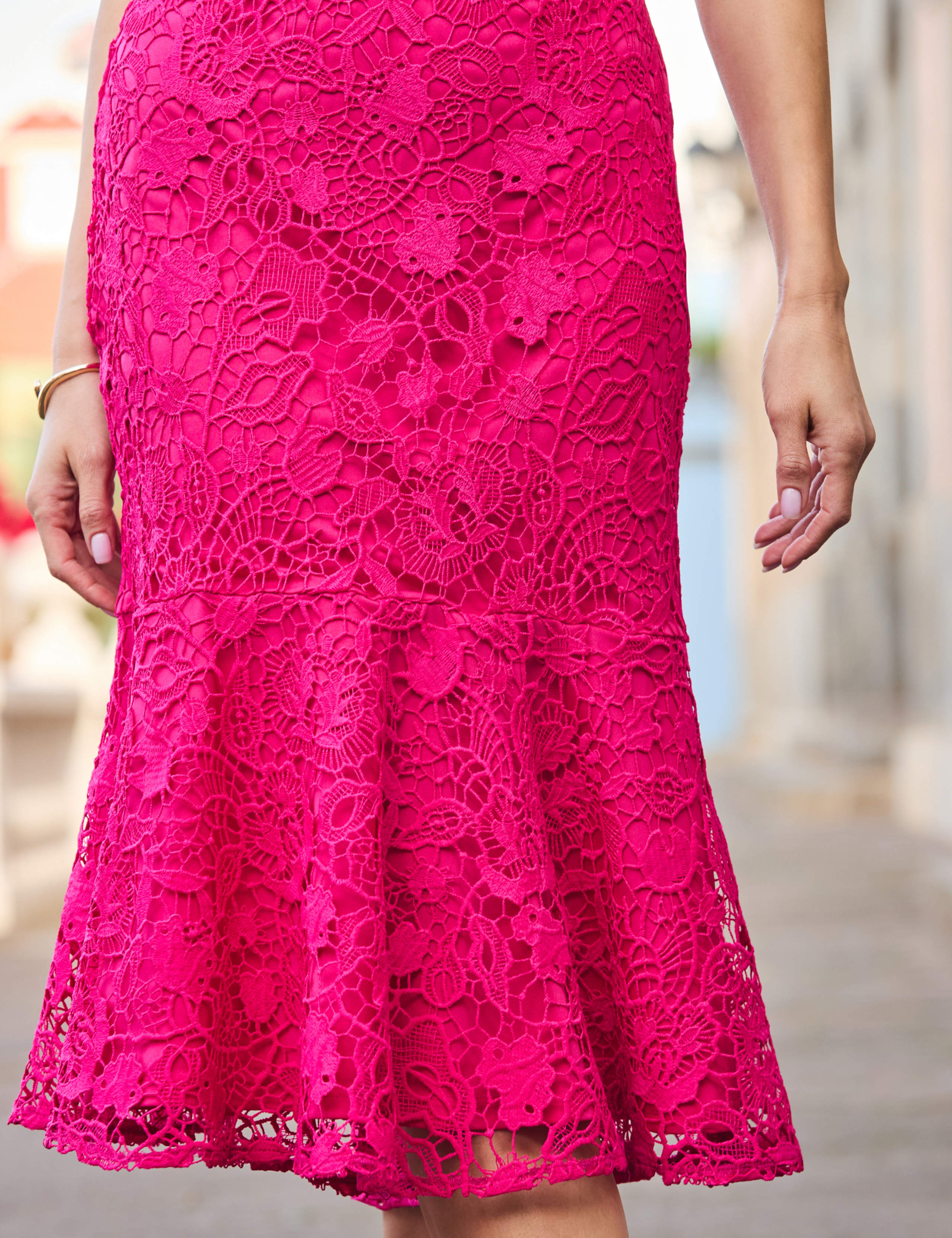 Lace Floral V-Neck Ruffle Hem Skater Dress 6 of 6