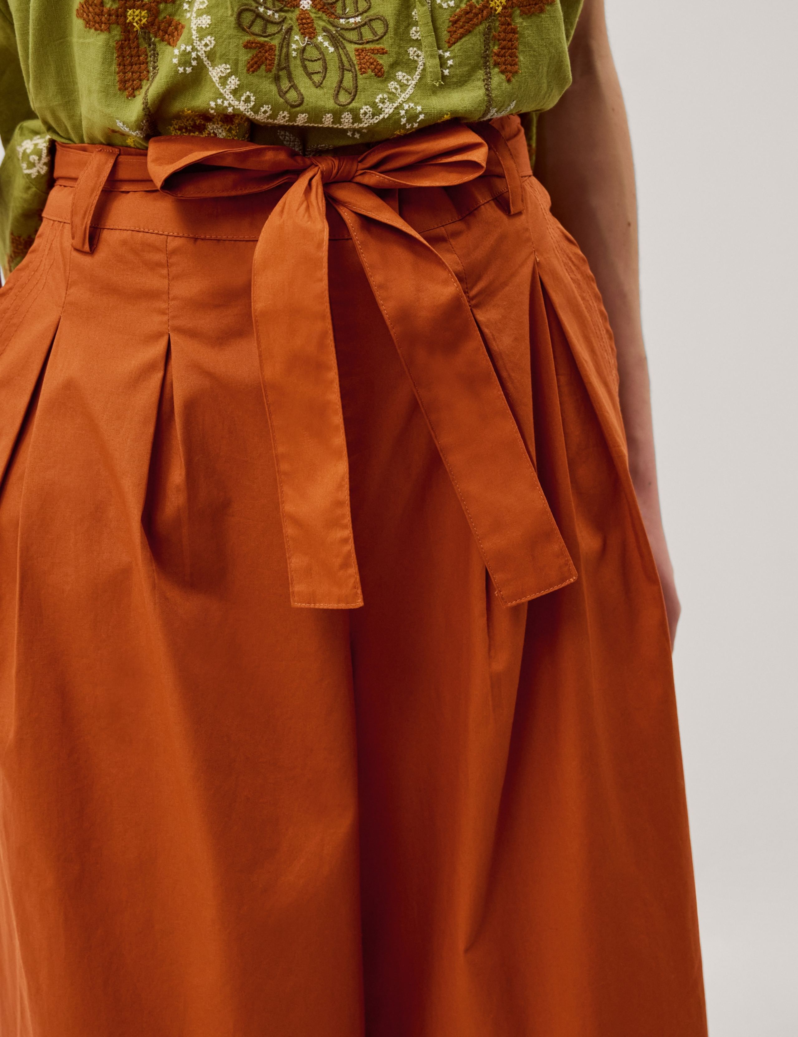 Pure Cotton Wide Leg Cropped Trousers 5 of 5
