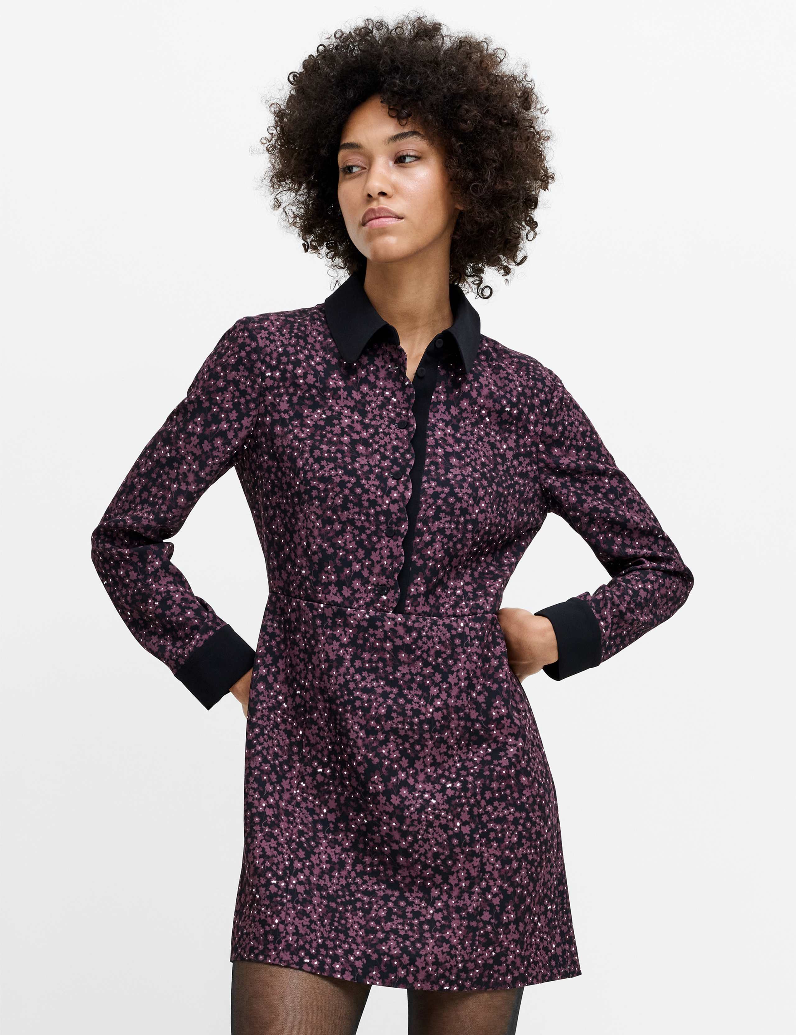 Floral Mini Shirt Dress 1 of 6