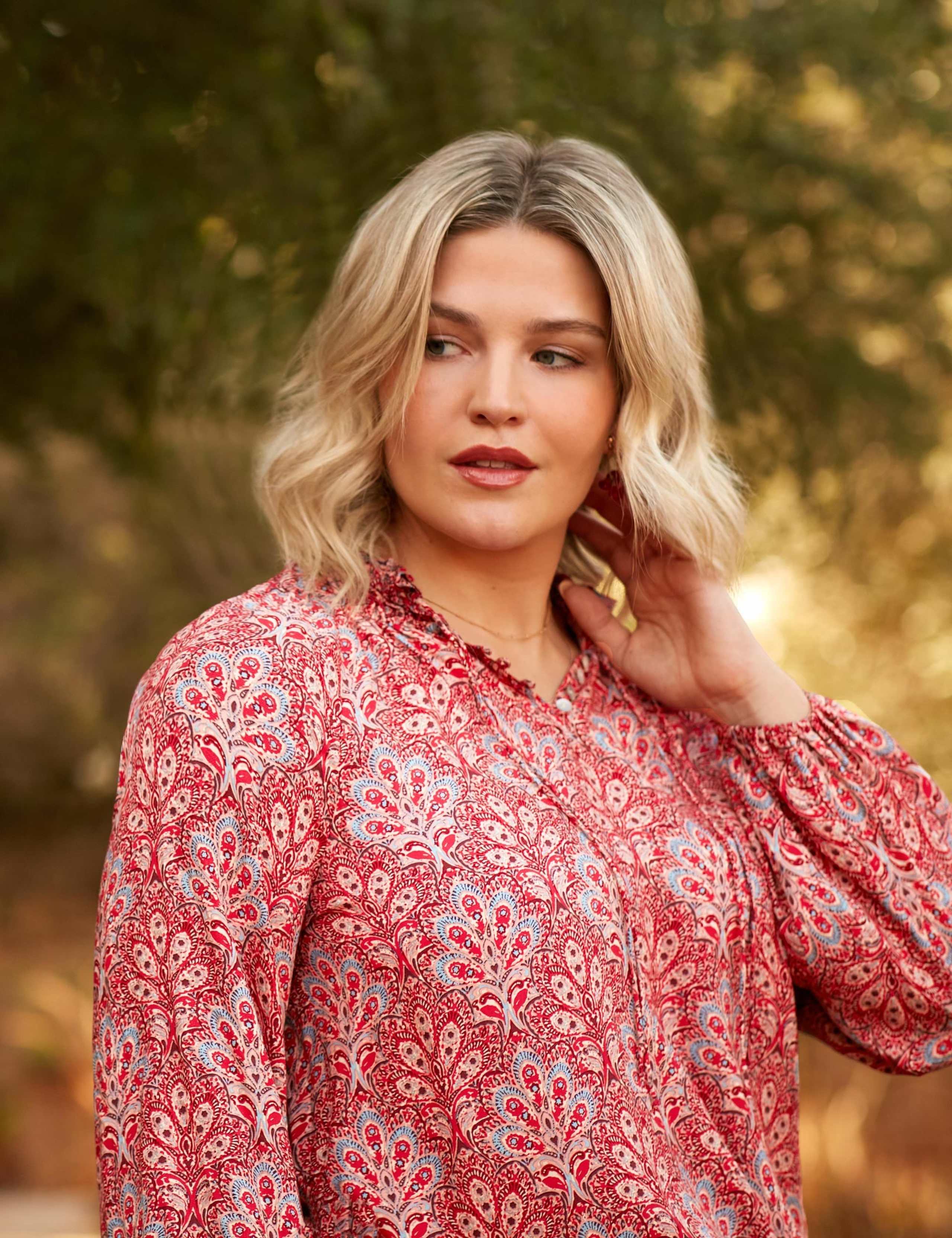 Paisley Tie Neck Button Detail Blouse 3 of 7