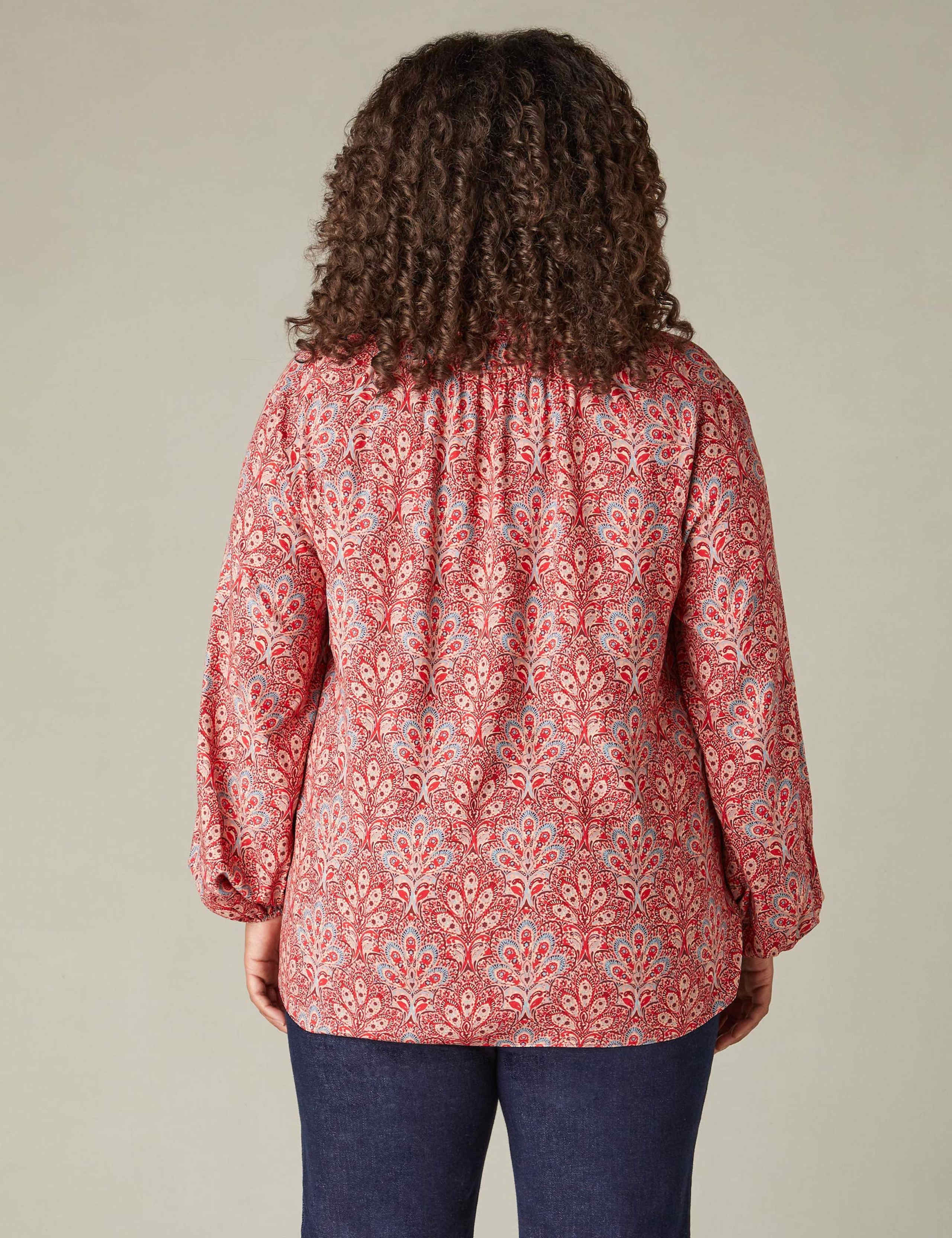 Paisley Tie Neck Button Detail Blouse 4 of 7