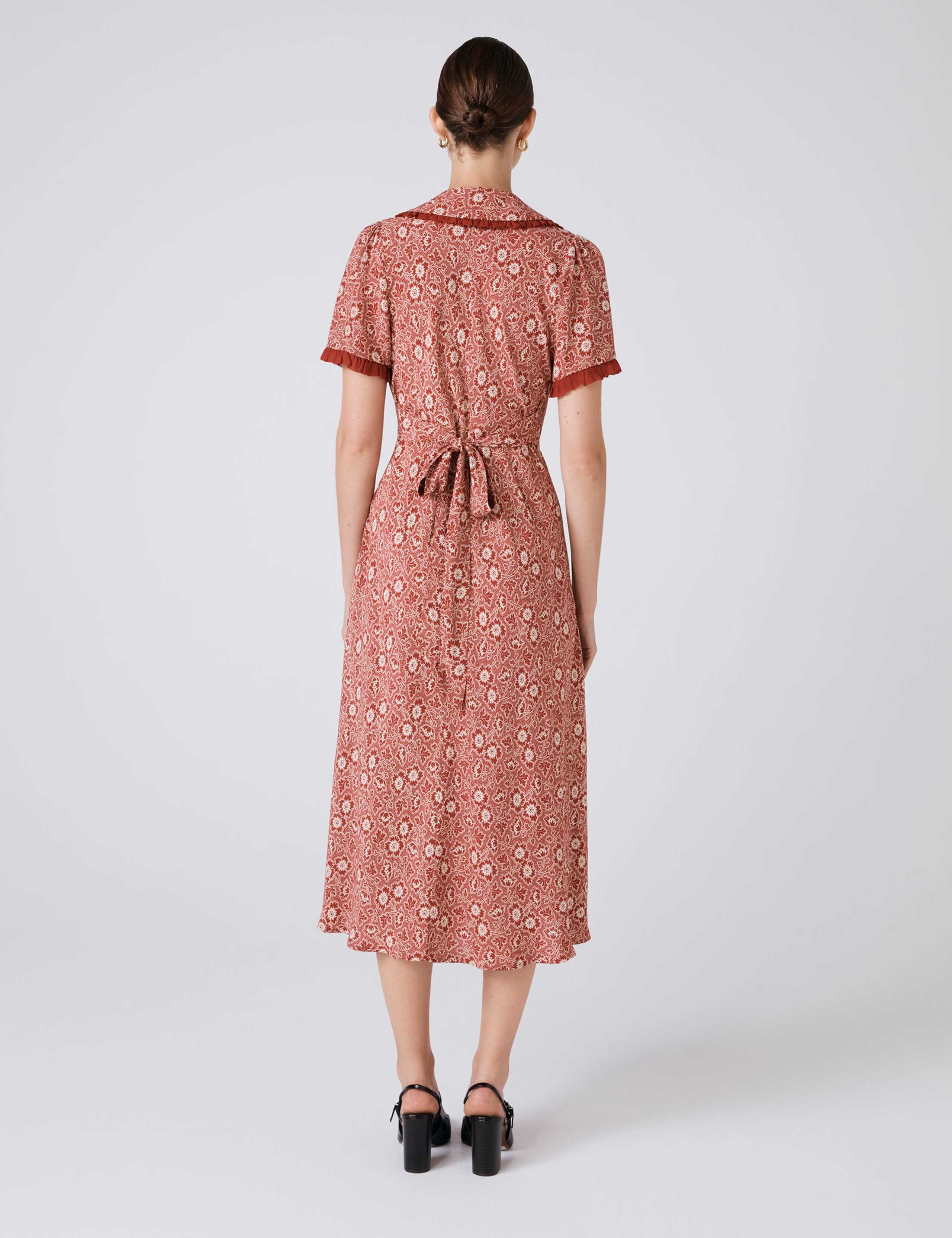 Crepe Floral Midi Tea Dress 3 of 6