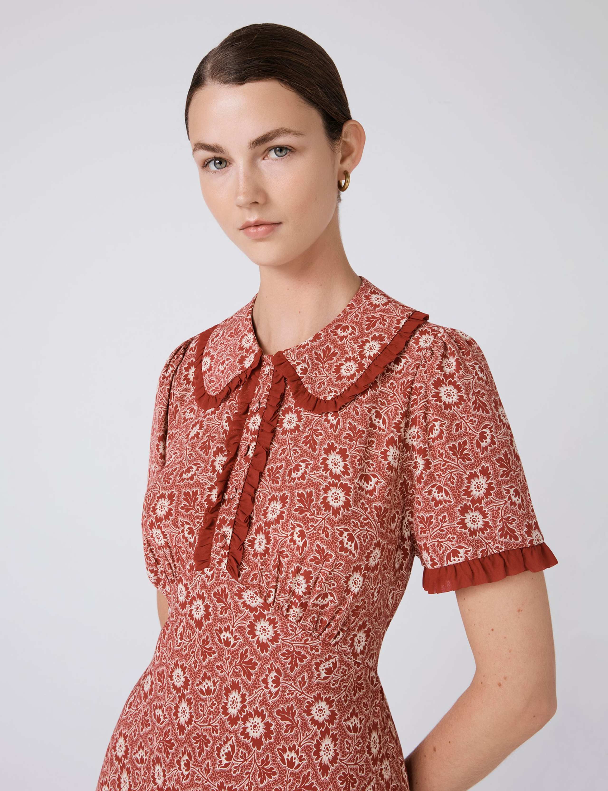 Crepe Floral Midi Tea Dress 6 of 6