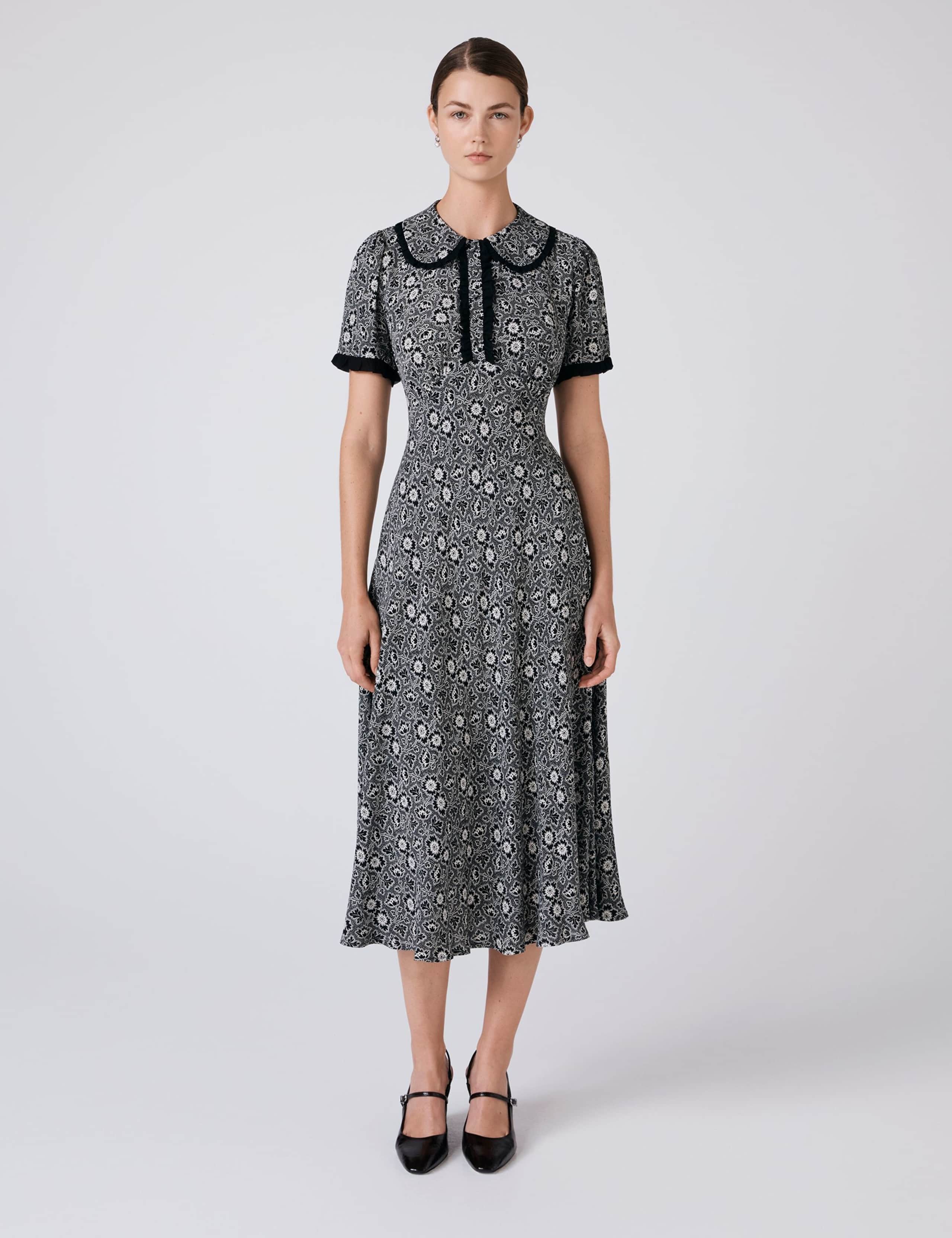Crepe Floral Midi Tea Dress 1 of 5