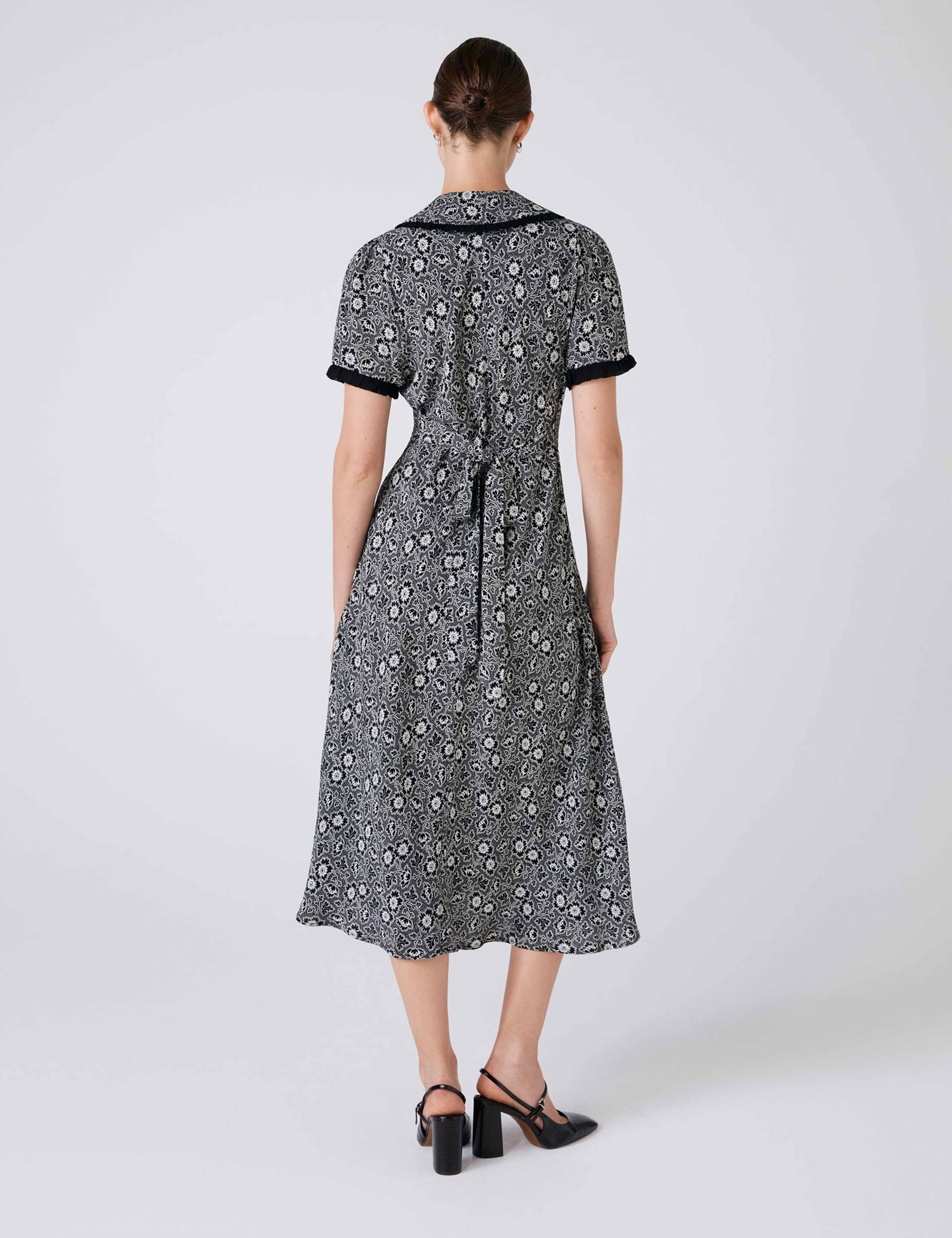 Crepe Floral Midi Tea Dress 3 of 5