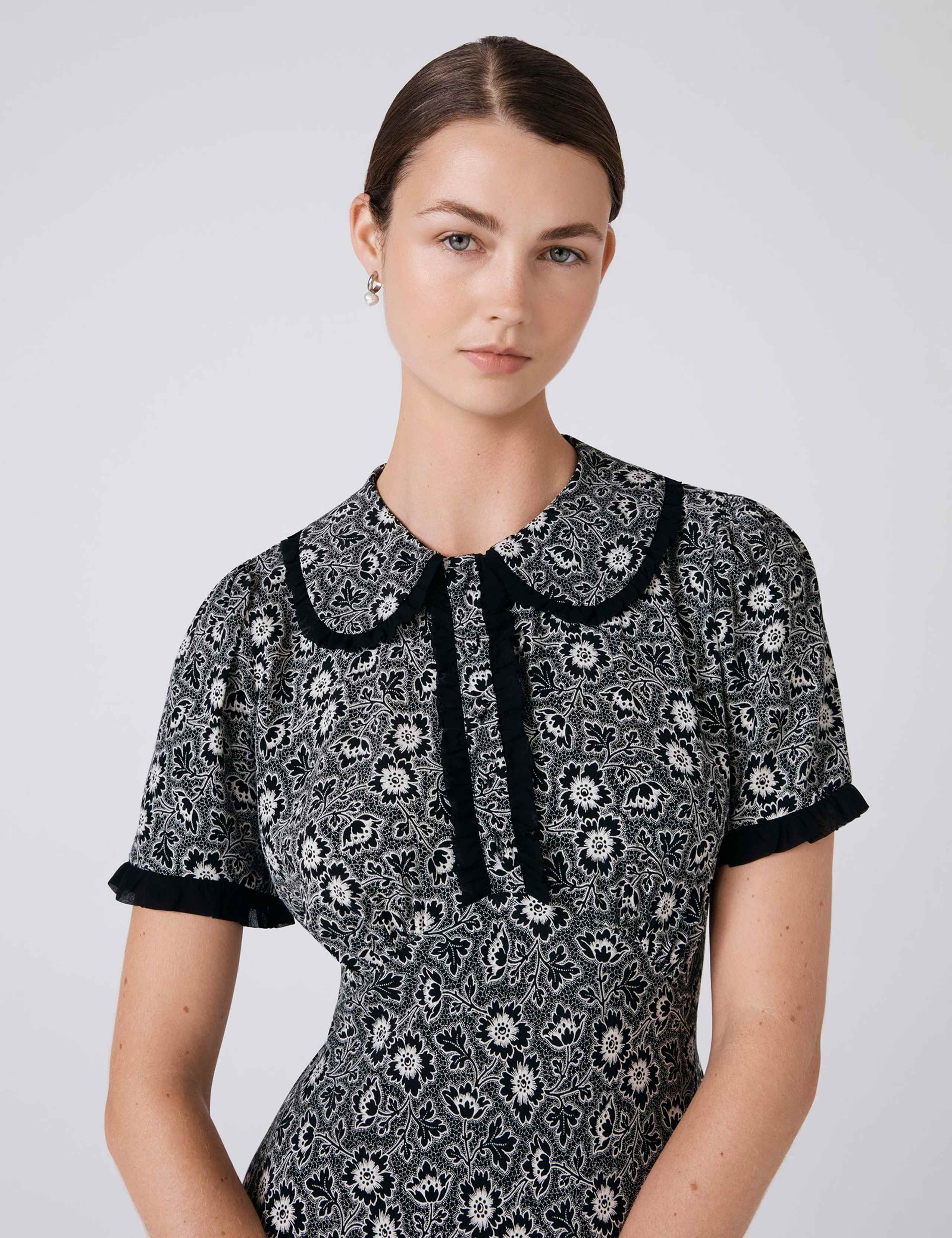 Crepe Floral Midi Tea Dress 5 of 5