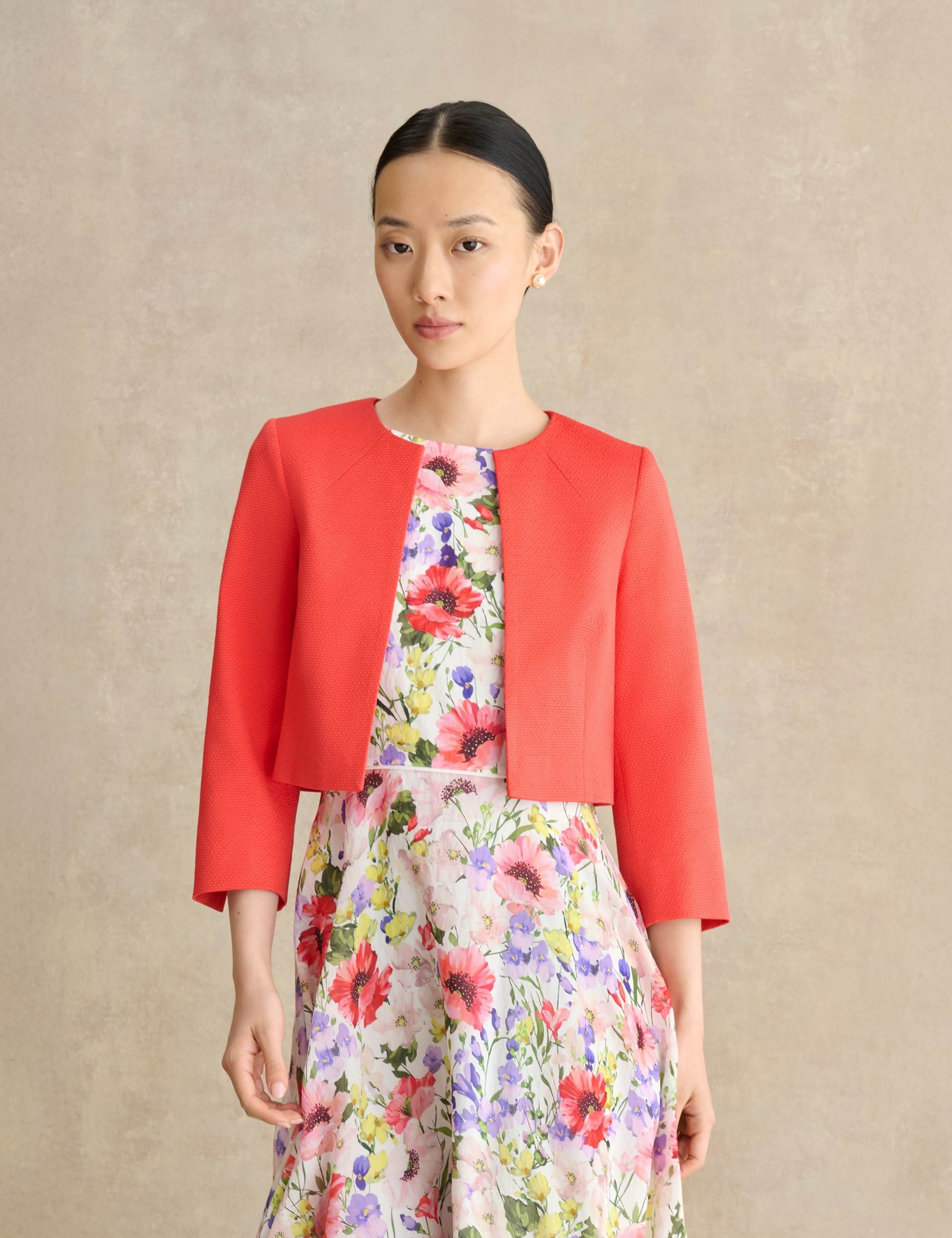 Cotton Blend Collarless Short Jacket 1 of 5